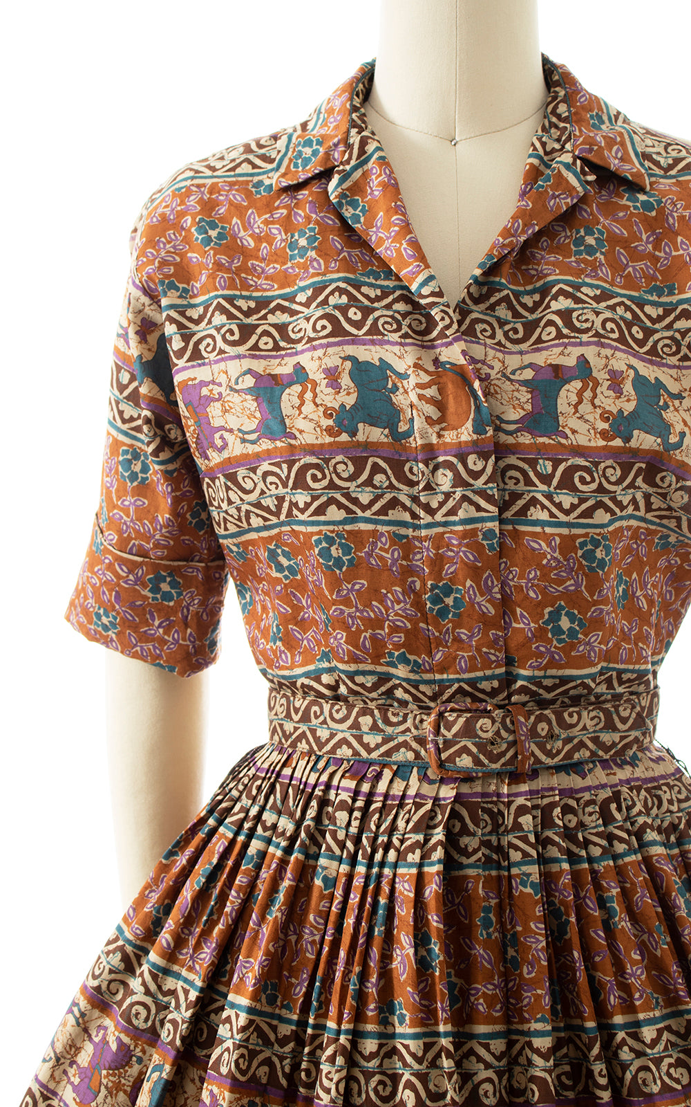 BLV x DEANNA || 1950s Animal Novelty Print Shirtwaist Dress | x-small