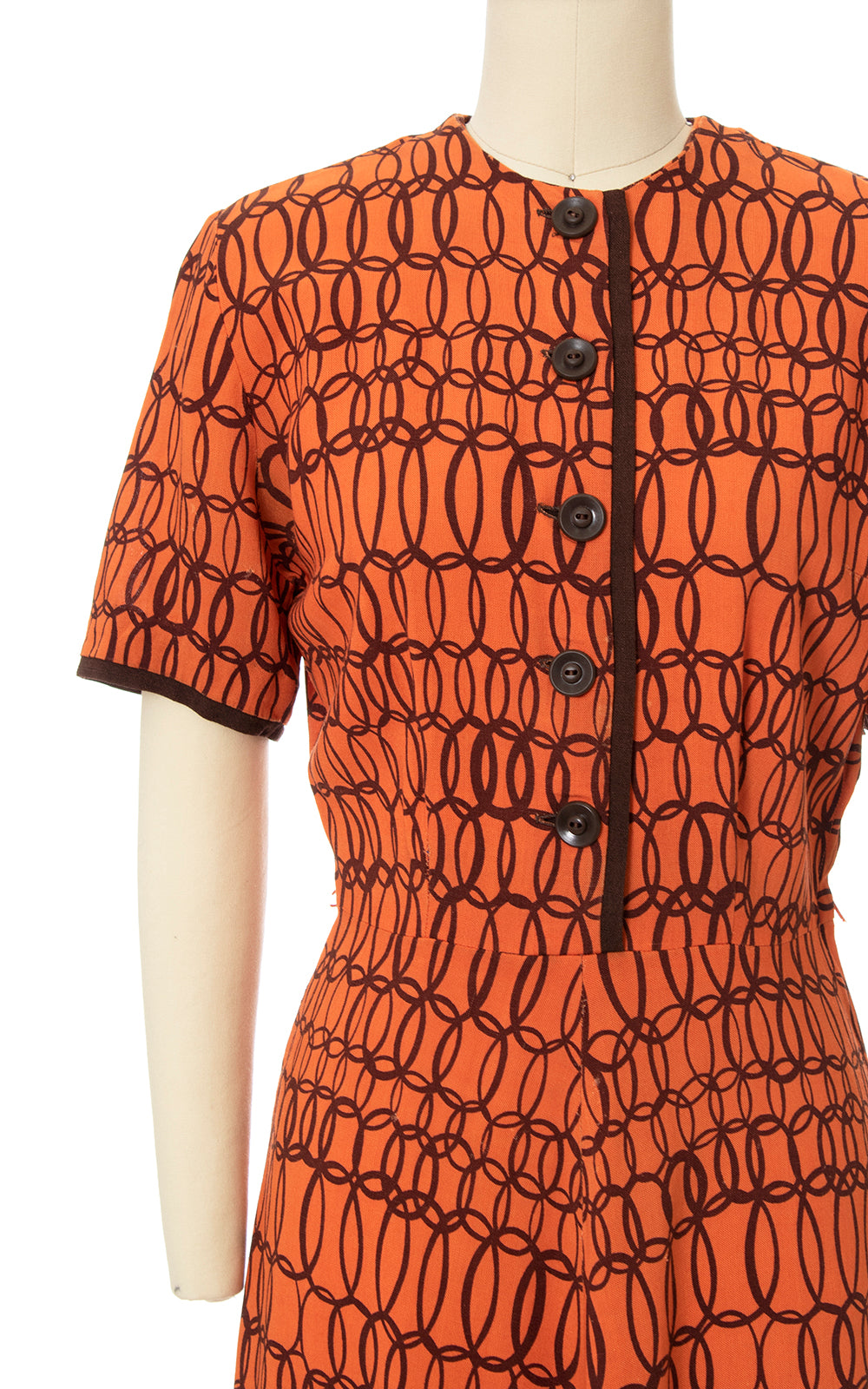 1940s Loopty Loop Linen Shirtwaist Dress | small