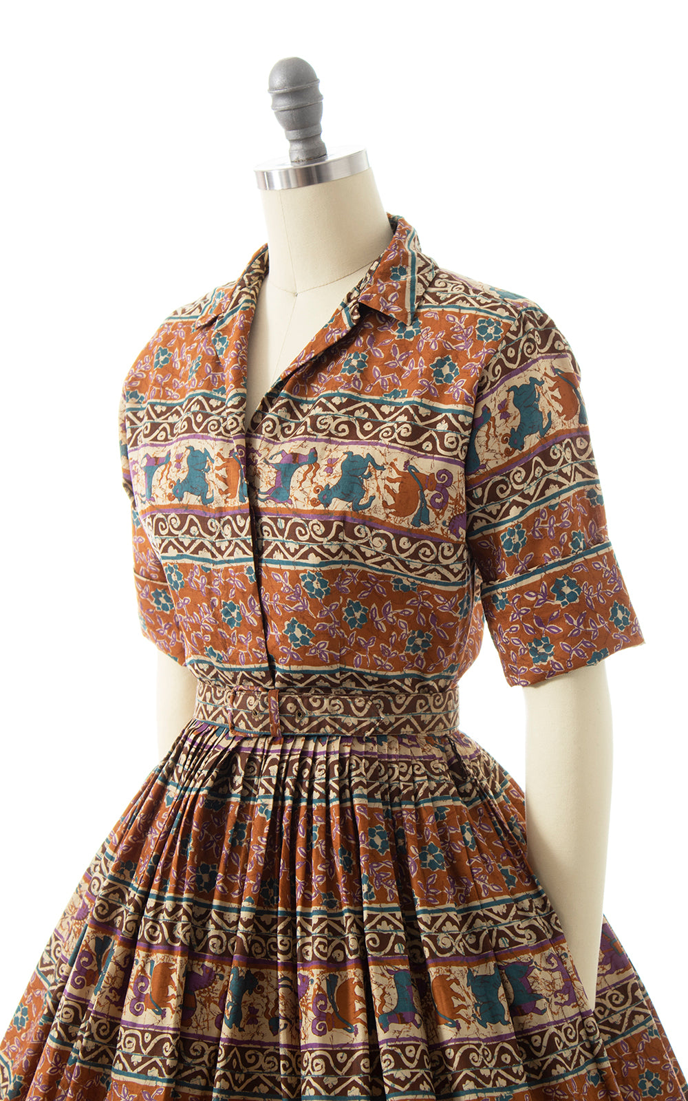 BLV x DEANNA || 1950s Animal Novelty Print Shirtwaist Dress | x-small