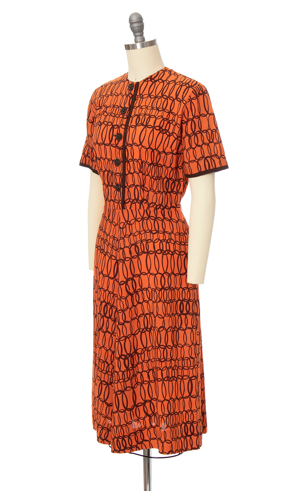 1940s Loopty Loop Linen Shirtwaist Dress | small