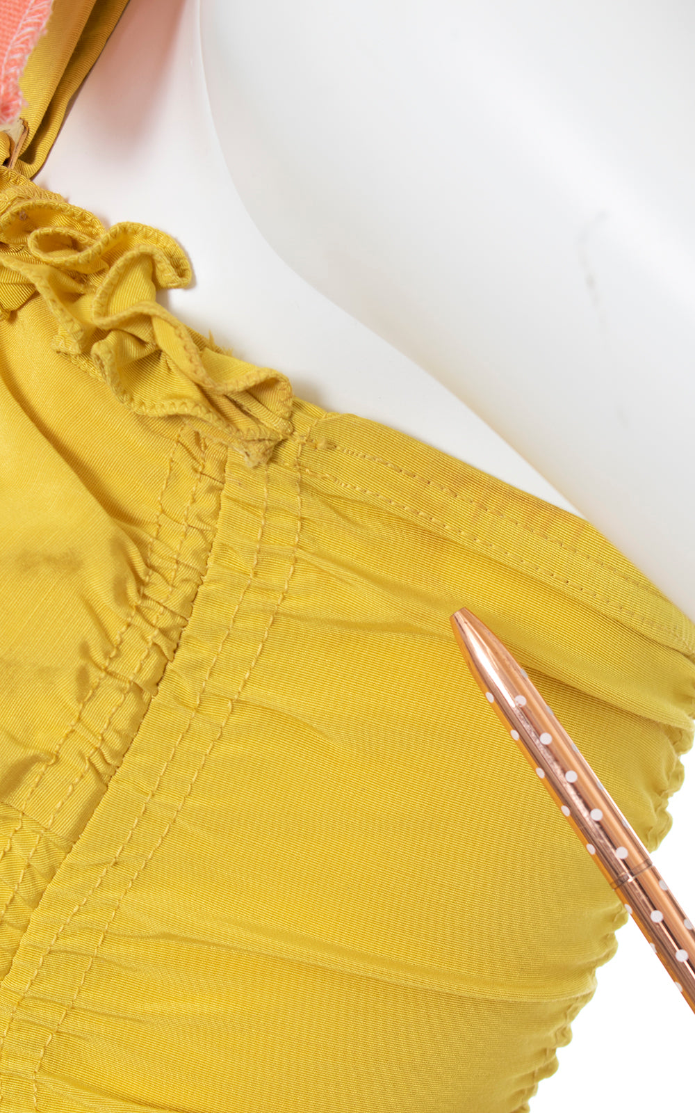 1950s CATALINA Yellow Ruffled Smocked Swimsuit | x-small/small