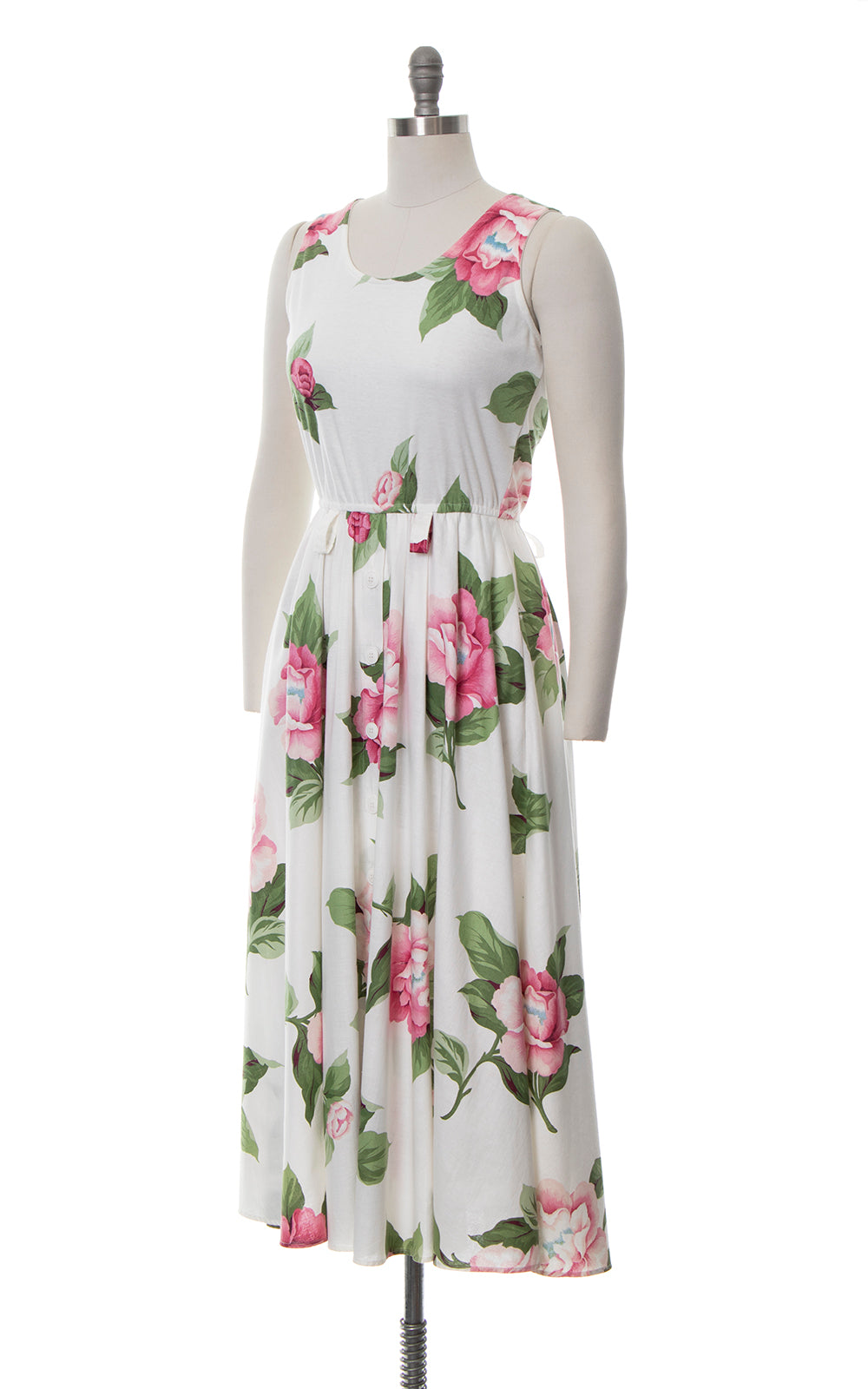 1980s CAROL ANDERSON Floral Shirtwaist Sundress with Pockets | x-small/small/medium
