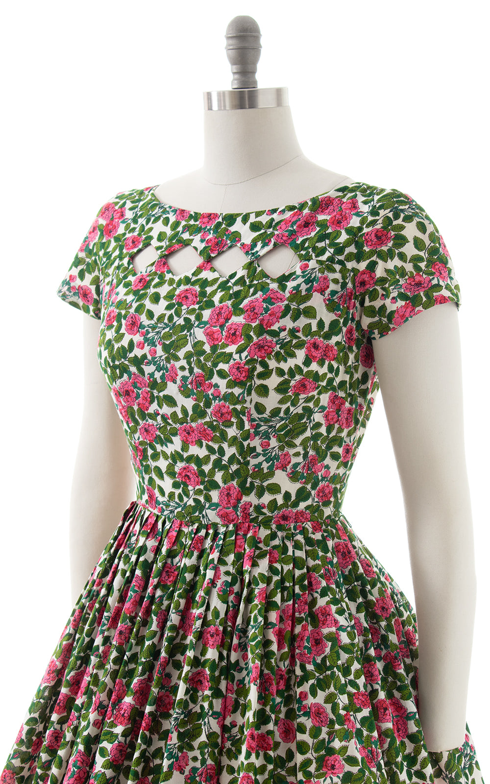 1950s Floral Keyhole Cotton Dress | small