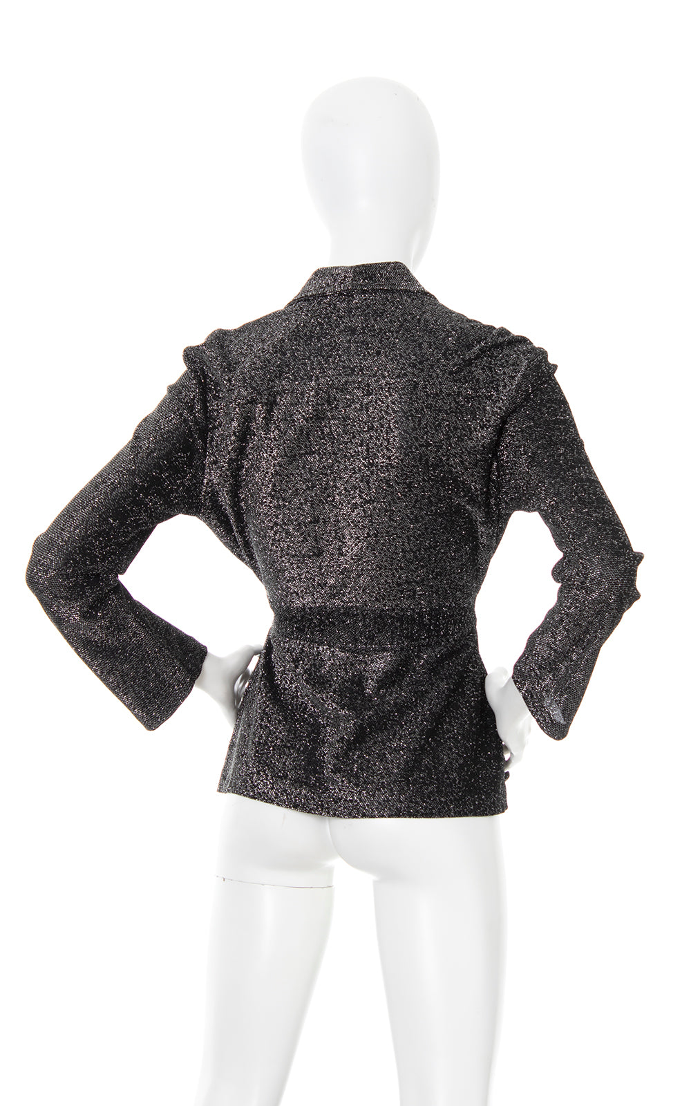 1970s Metallic Black Wrap Top | x-small/small
