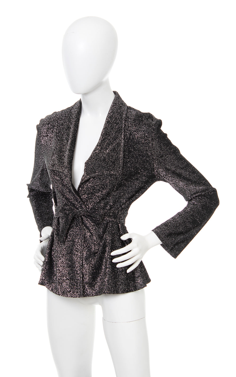 1970s Metallic Black Wrap Top | x-small/small