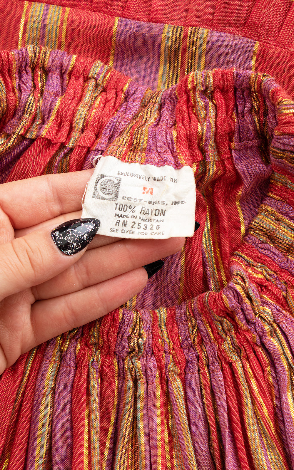 1970s Metallic Striped Tiered Prairie Skirt | xs-xl