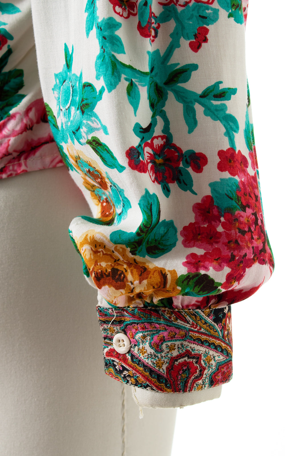 1980s Carole Little Floral Rayon Blouse BirthdayLifeVintage