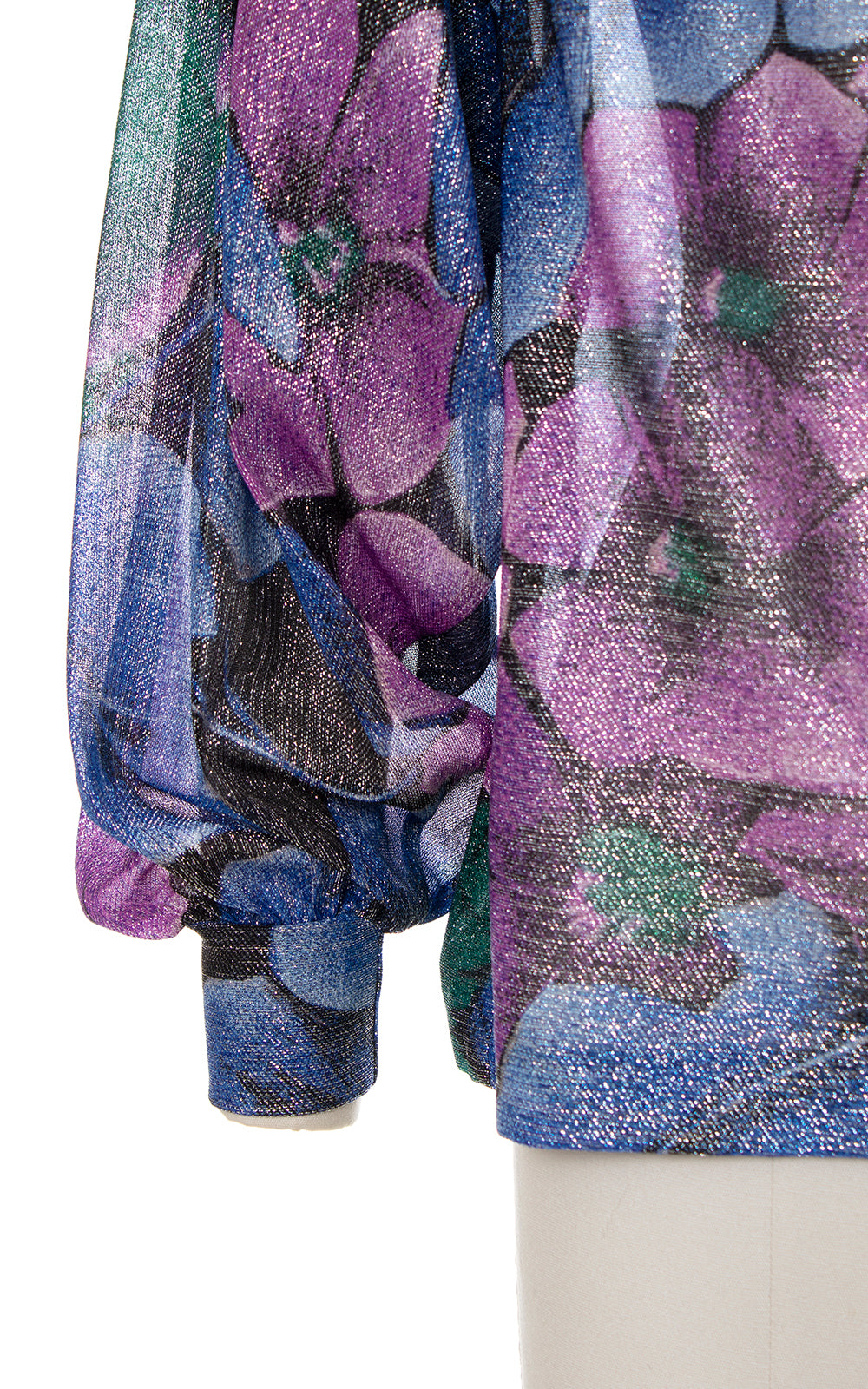 1980s Metallic Floral Wide Sleeve Blouse | medium/large