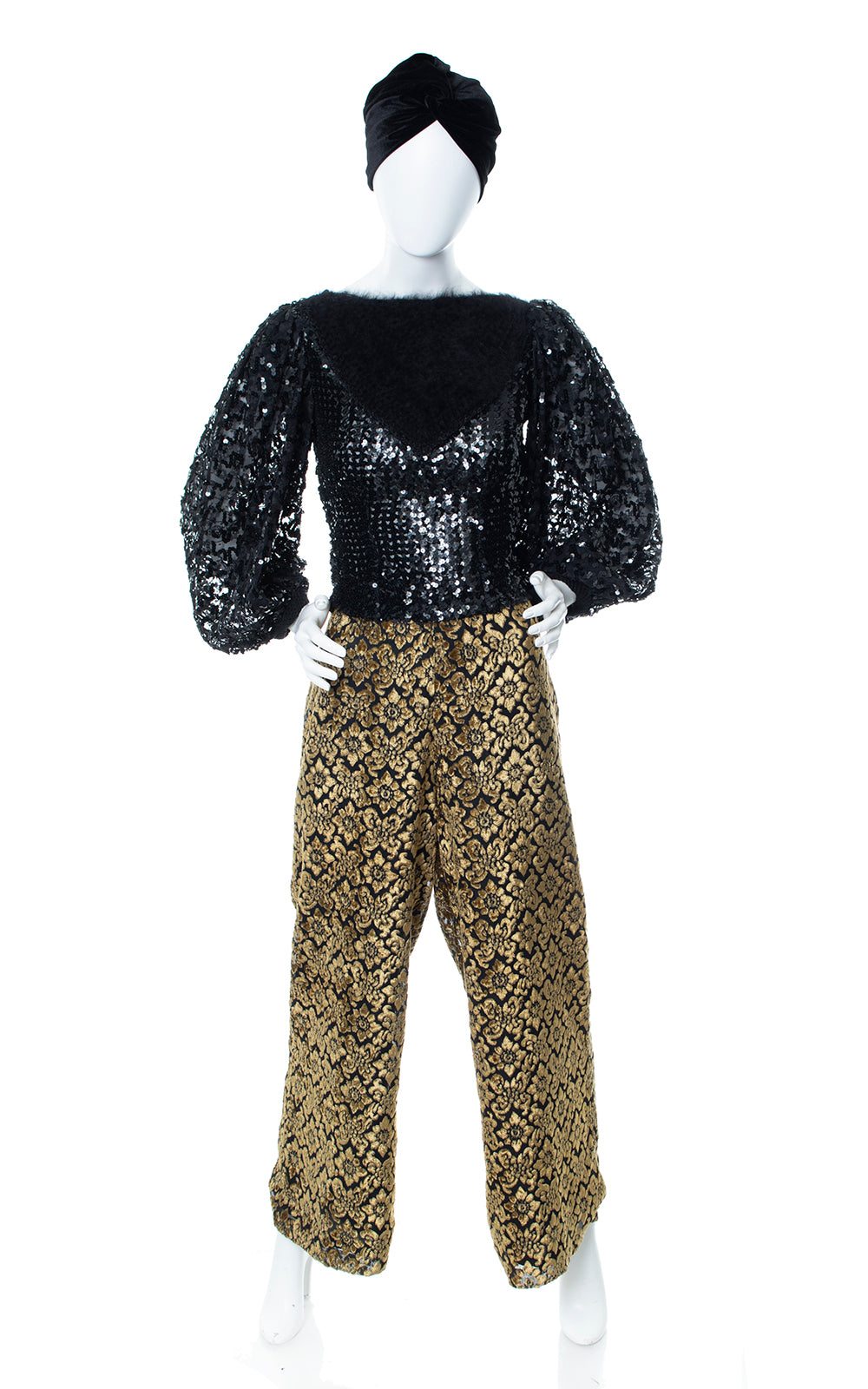 Vintage 1970s 70s 1980s 80s Black Sequin & Angora Balloon Sleeve Top Birthday Life Vintage