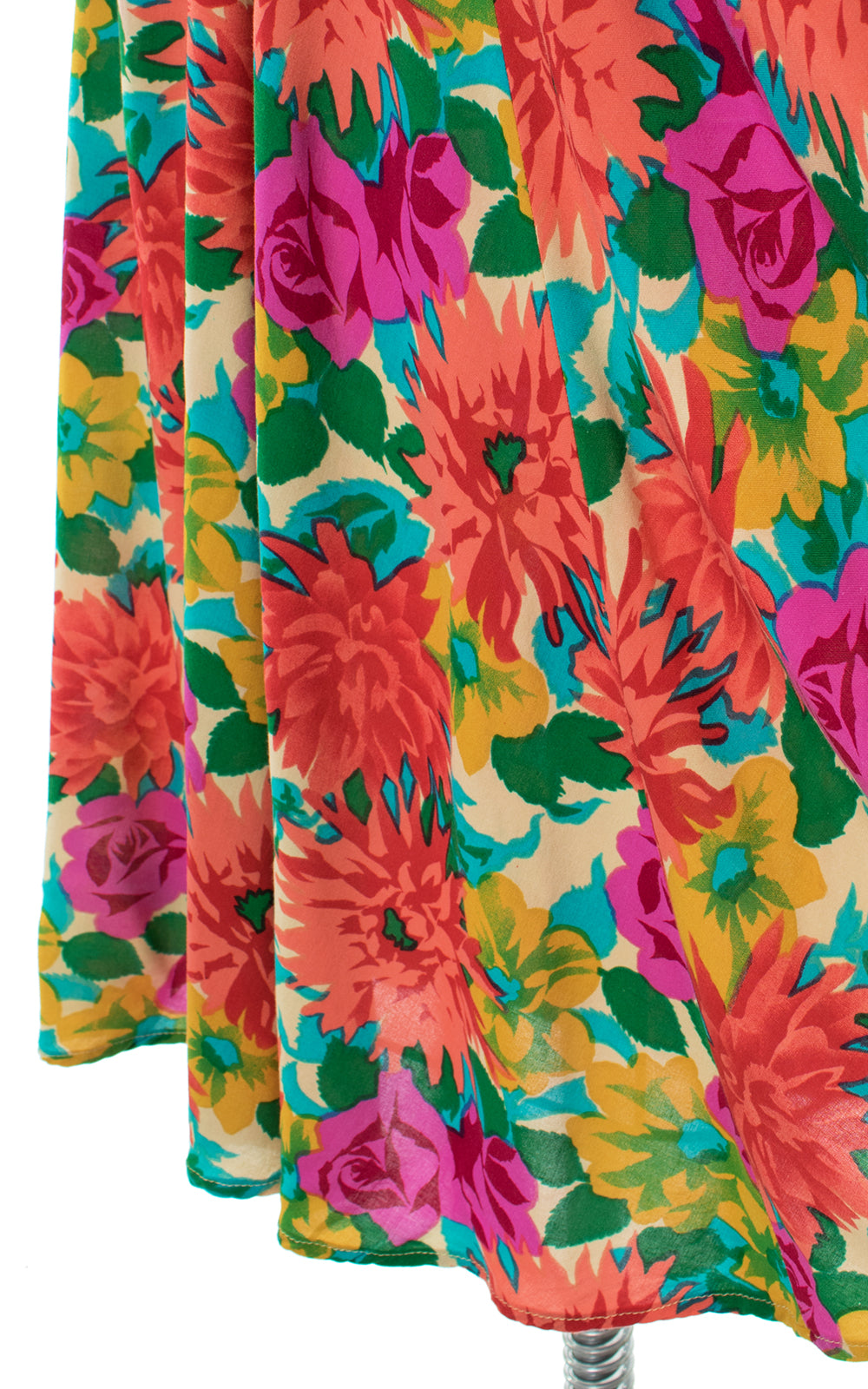 1990s Floral Rayon Fit and Flare Sundress