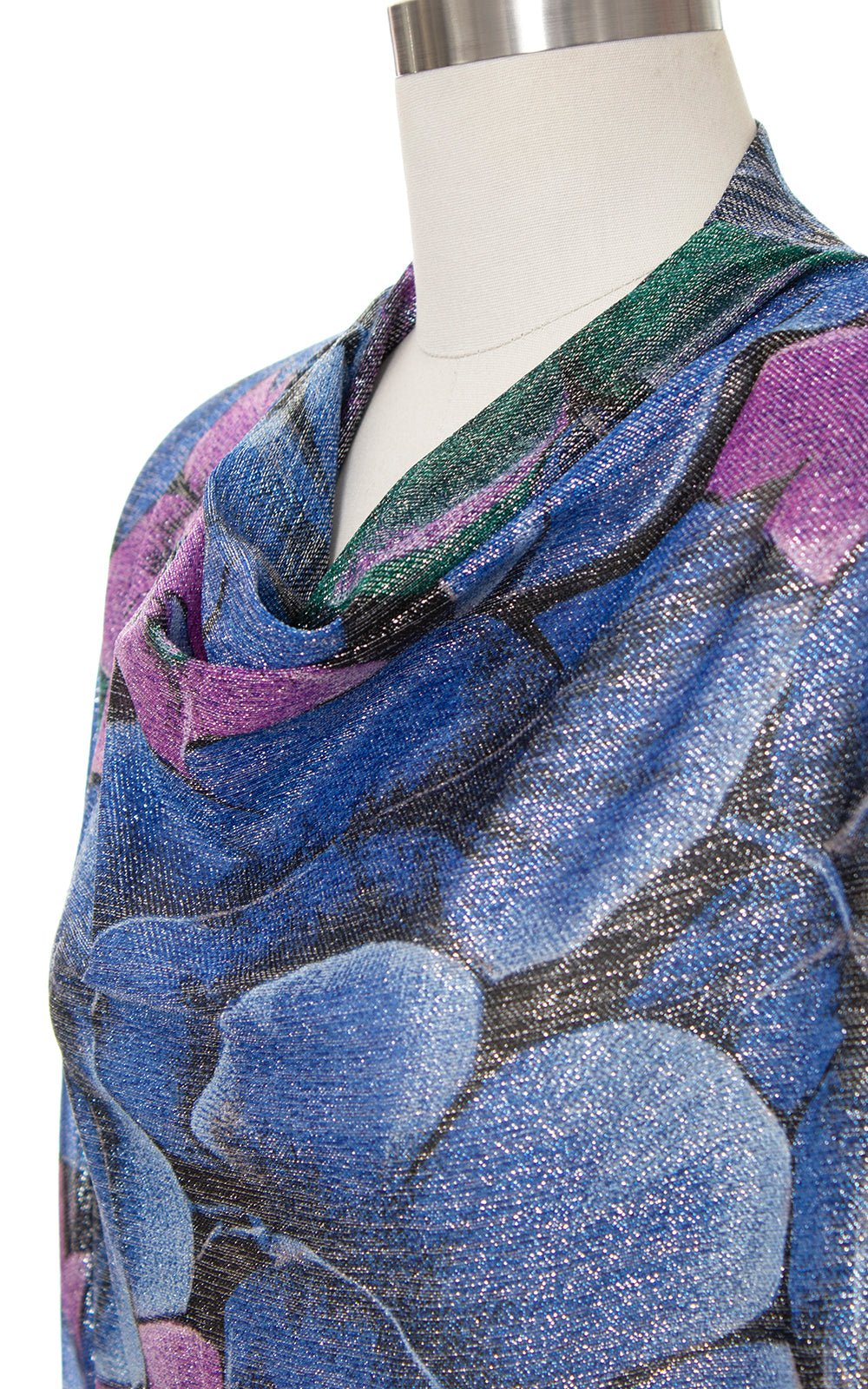 1980s Metallic Floral Wide Sleeve Blouse | medium/large