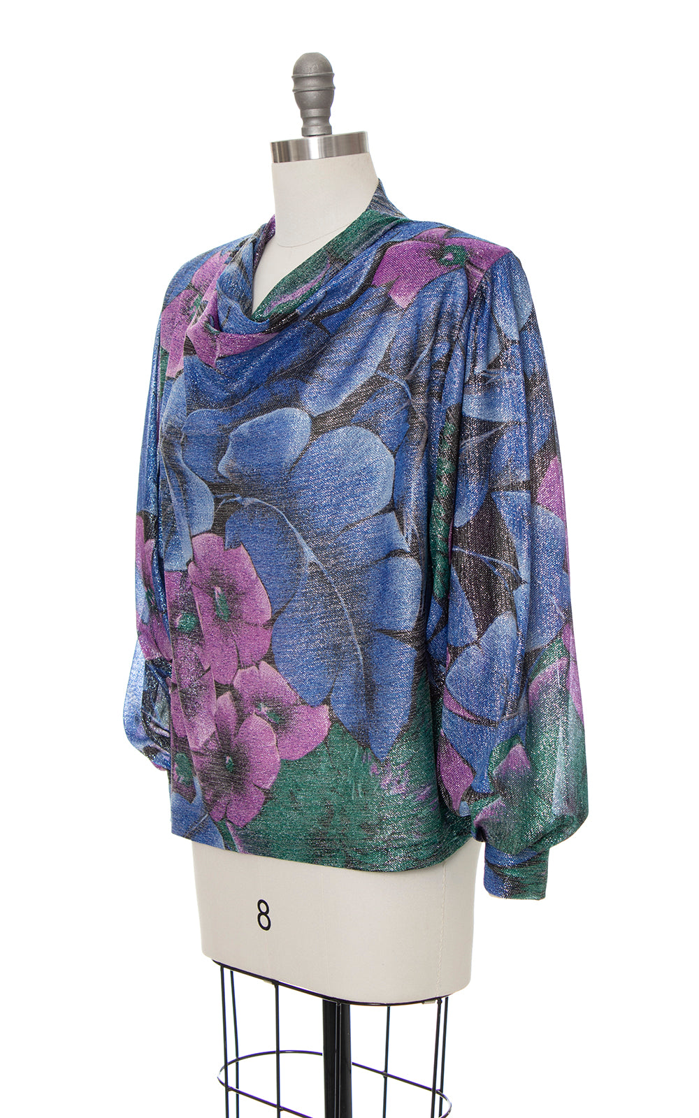1980s Metallic Floral Wide Sleeve Blouse | medium/large