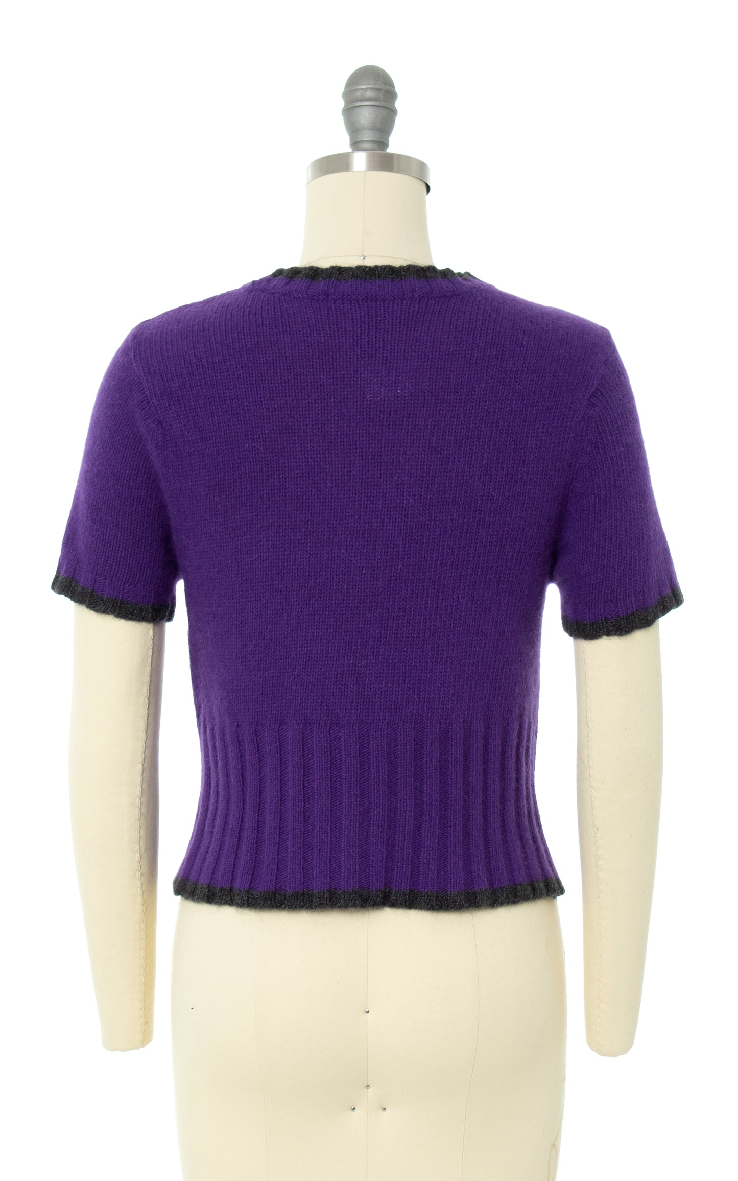 Vintage 1990s 90s DEADSTOCK Purple Knit Wool Angora Sweater Top | x-small/small | Birthday Life Vintage