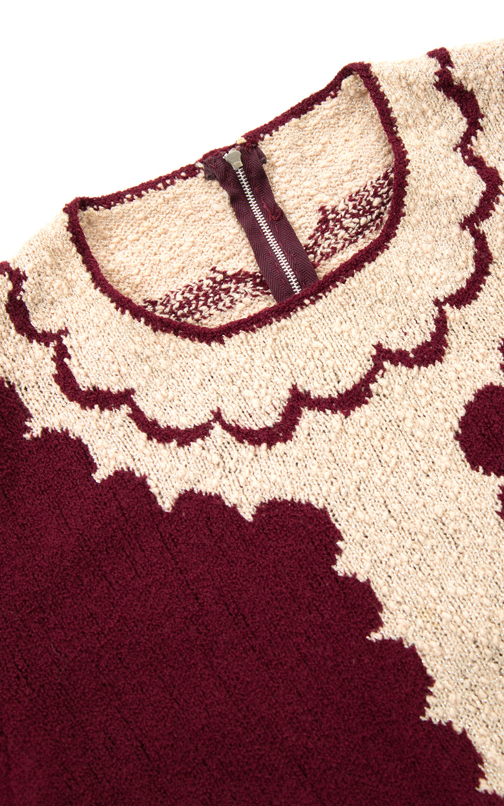 1950s Metallic Scalloped Knit Wool Sweater Dress BirthdayLifeVintage