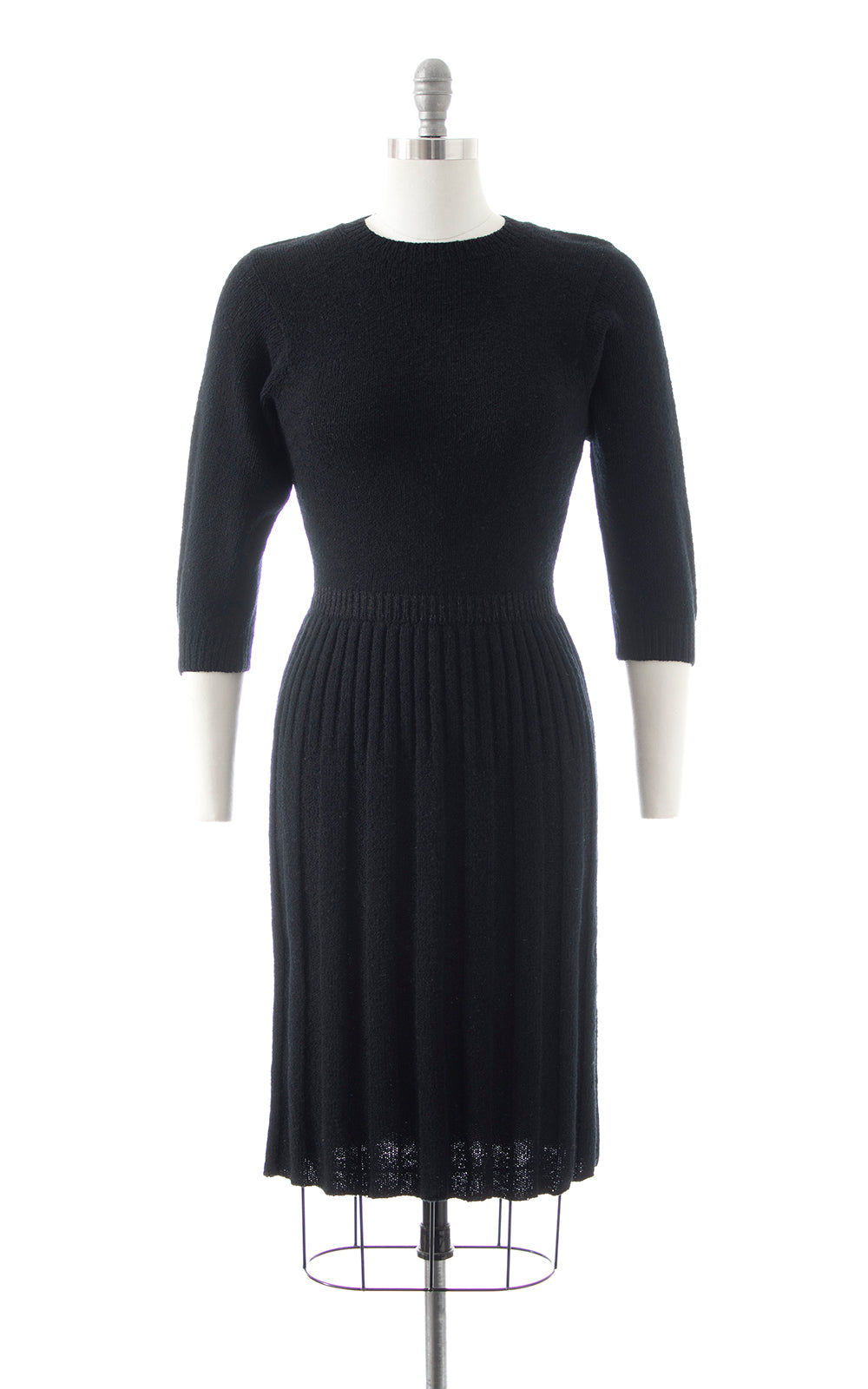 BLV x DEANNA || 1940s 1950s Black Knit Wool Sweater Dress | x-small/small BLV x DEANNA || 1940s 1950s Black Knit Wool Sweater Dress | x-small/small