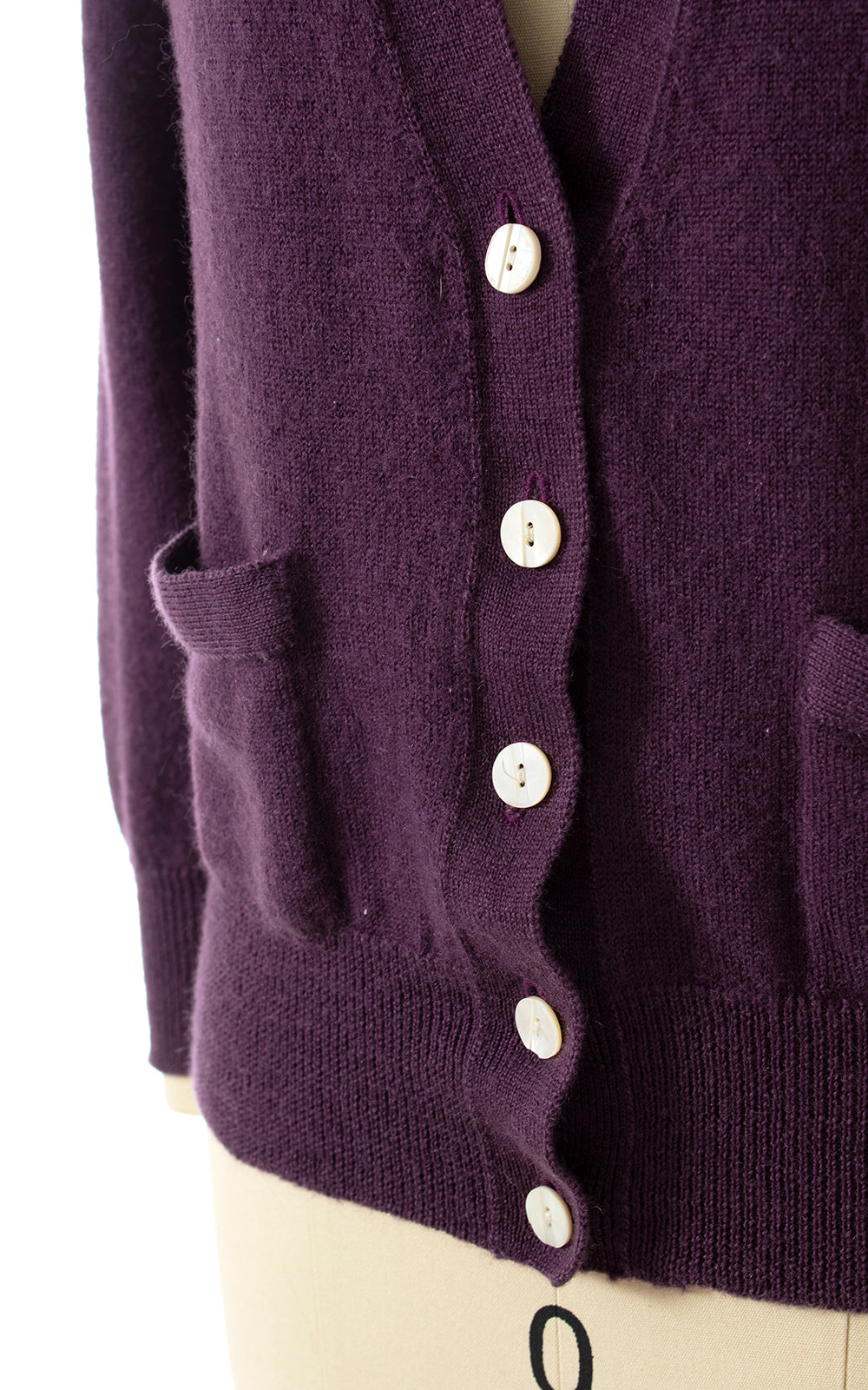 1980s Eggplant Purple Wool Cardigan | x-small/small