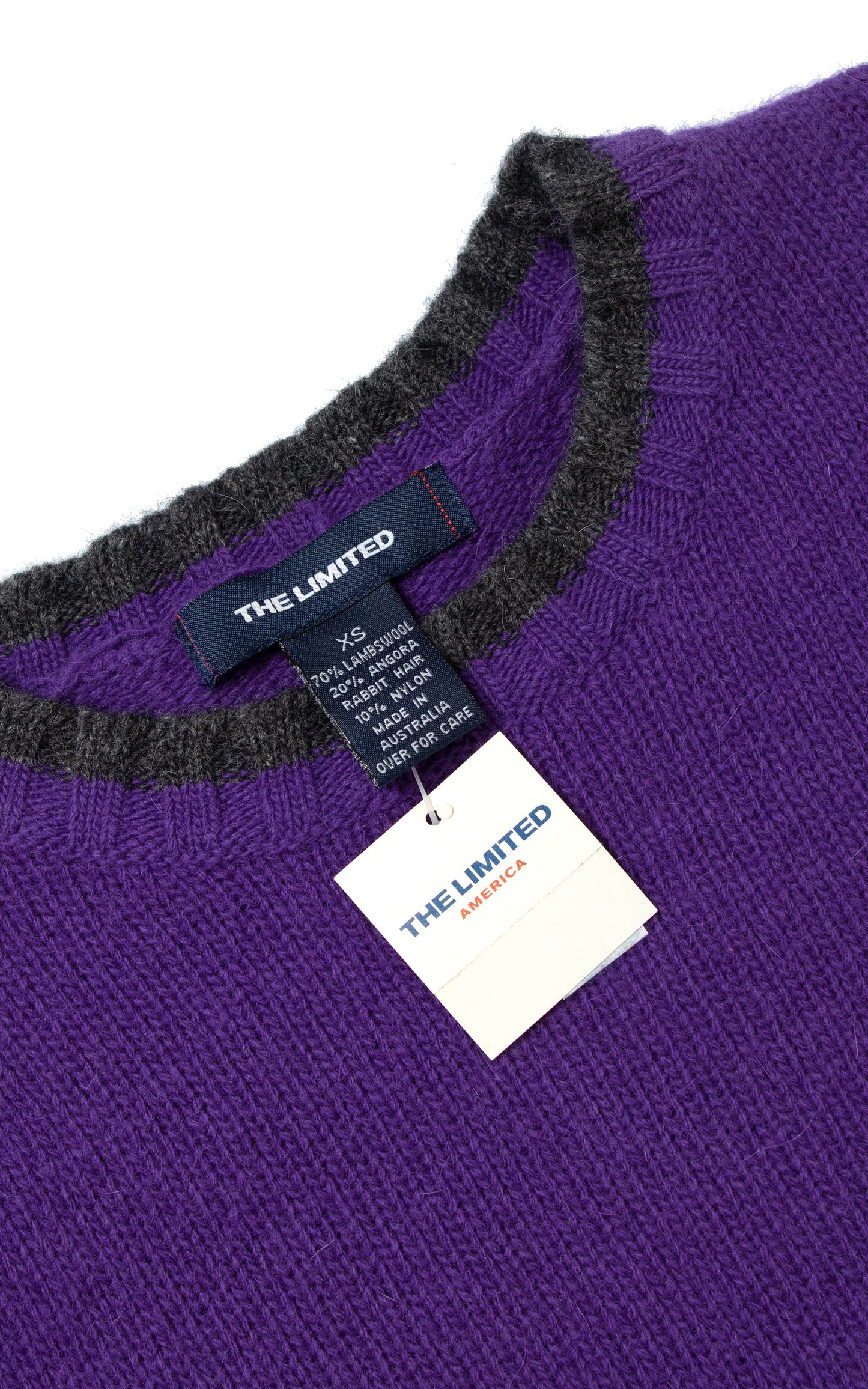 Vintage 1990s 90s DEADSTOCK Purple Knit Wool Angora Sweater Top | x-small/small | Birthday Life Vintage