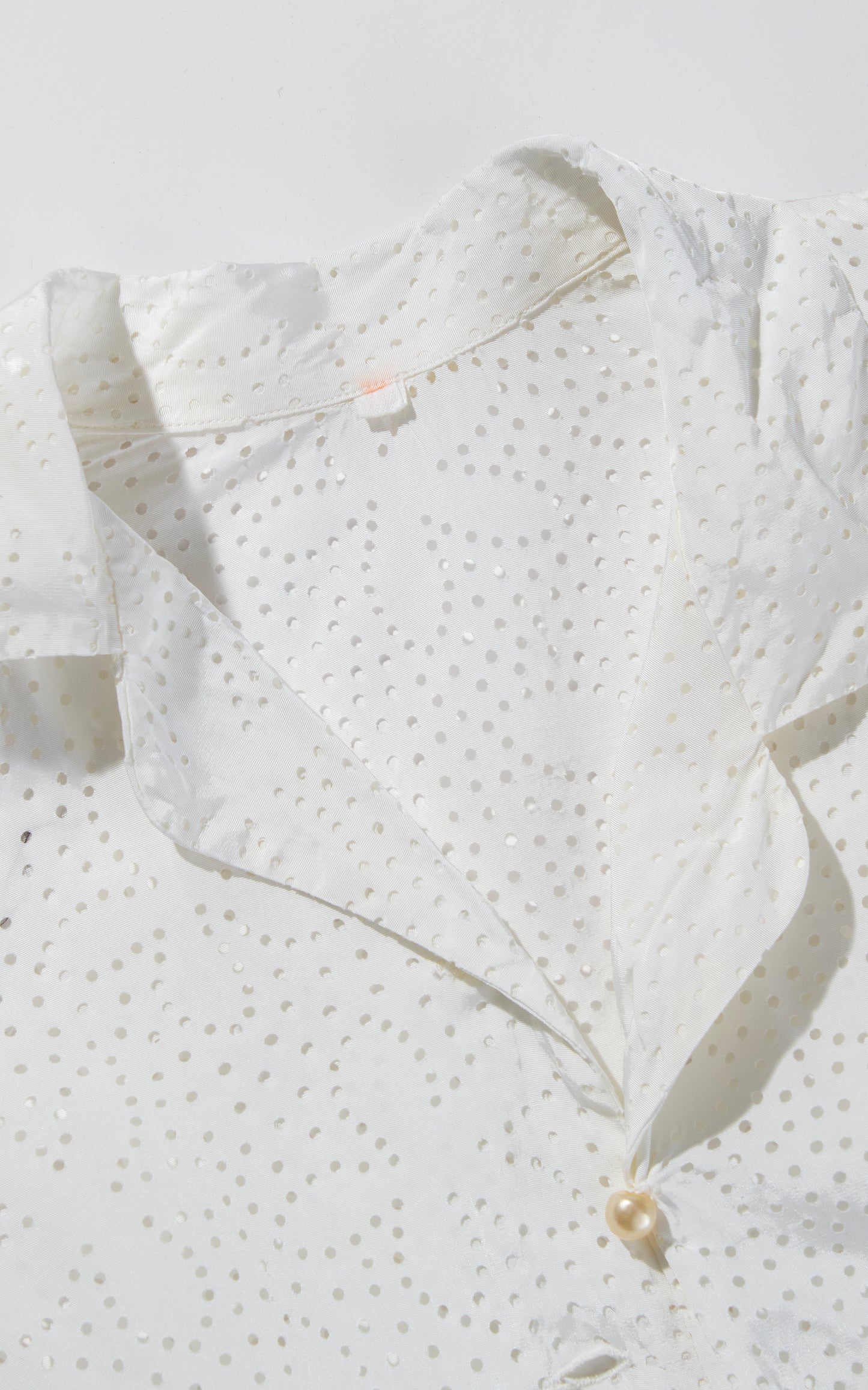 Vintage 50s 1950s Floral Cutwork Solid Minimalist Short Sleeve Blouse BirthdayLifeVintage