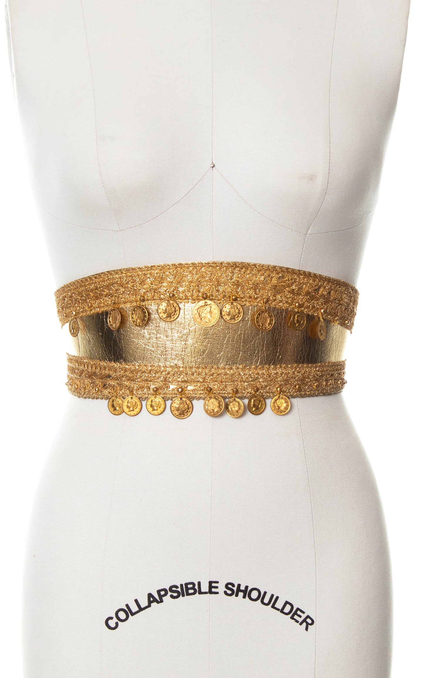 Vintage 60s 70s 1960s 1970s Gold Cinch Belt with Coin Charms Birthday Life Vintage