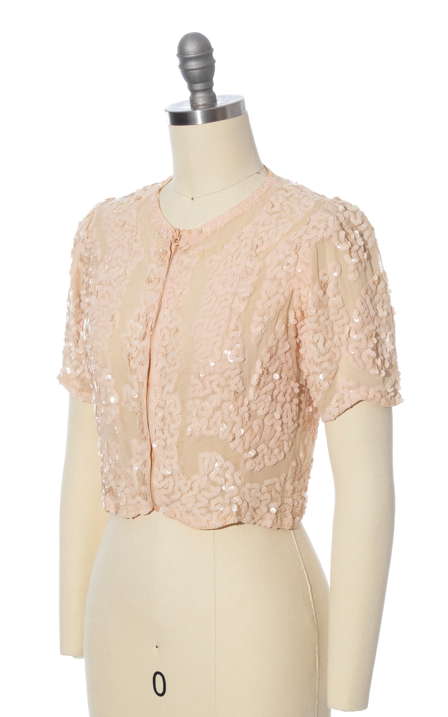 Vintage 30s 1930s Peach Sequined Scalloped Top BirthdayLifeVintage