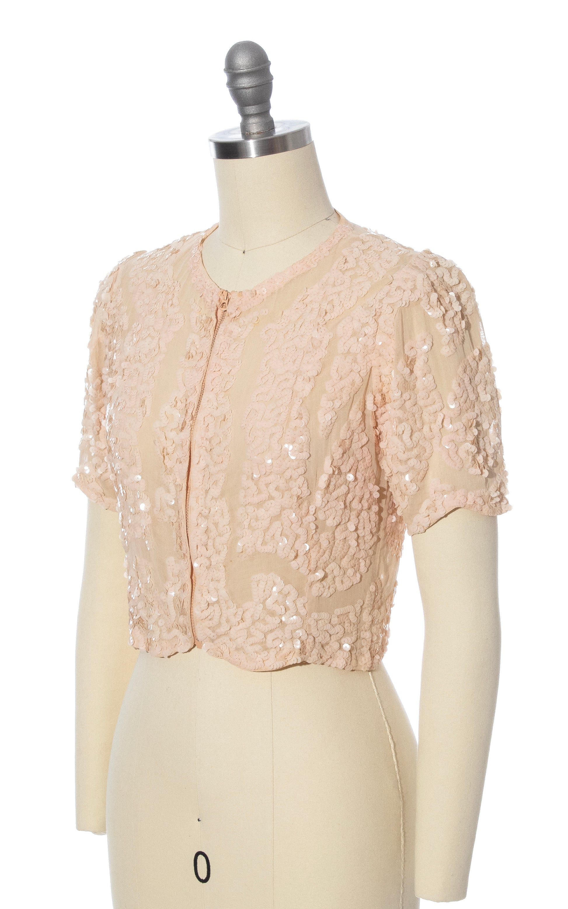 Vintage 30s 1930s Peach Sequined Scalloped Top BirthdayLifeVintage