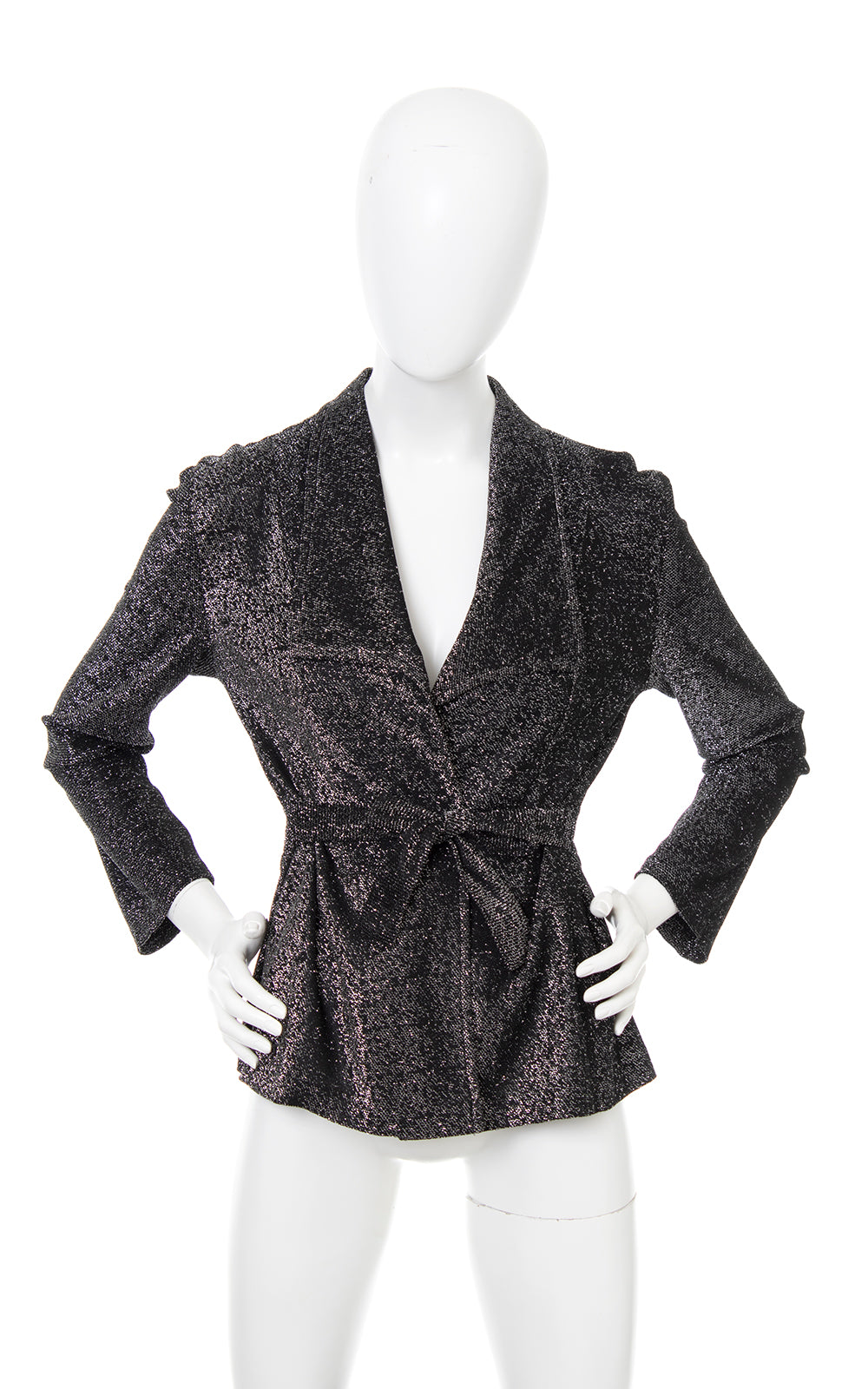 1970s Metallic Black Wrap Top | x-small/small