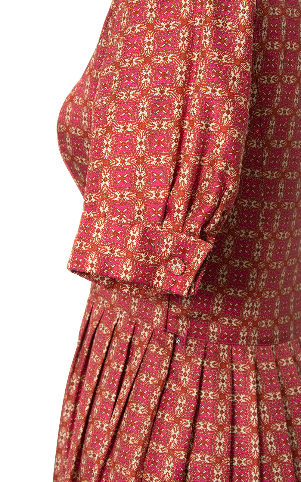 Modern 1950s Style ANN TAYLOR Silk Geometric Shirtwaist Dress | large