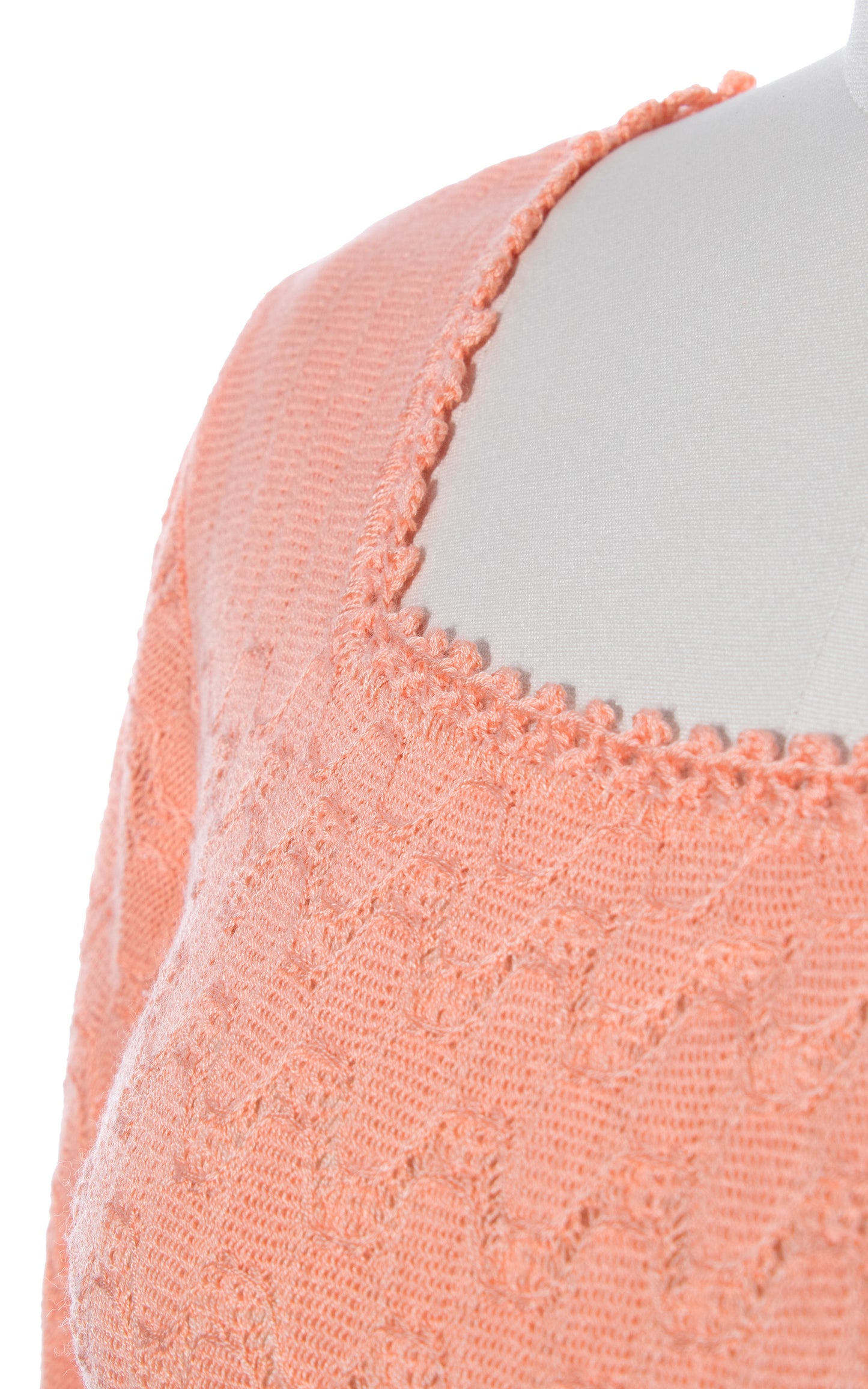 Vintage 70s 1970s Peach Knit Maxi Dress Birthday Life Vintage