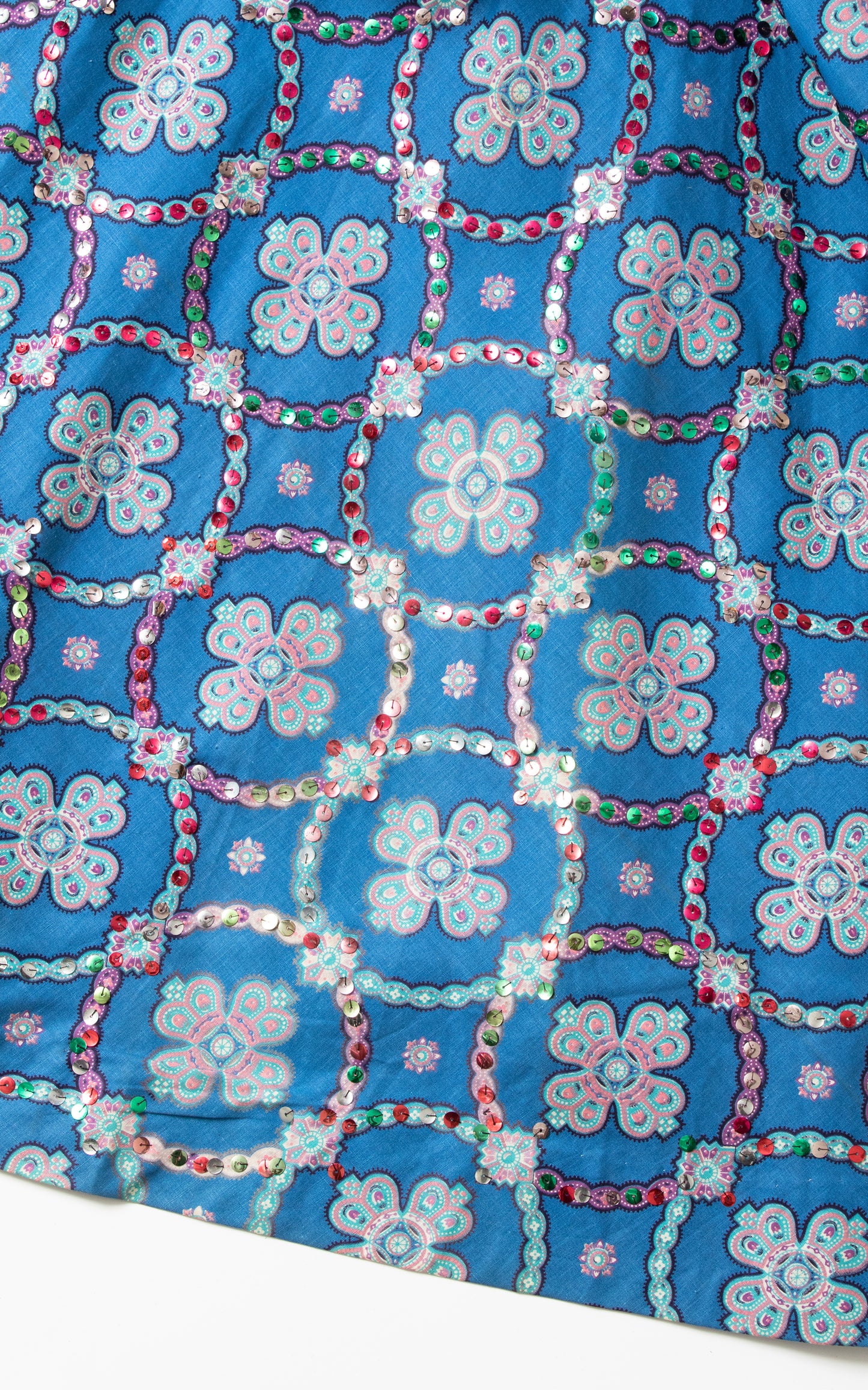 1950s Sequined Geometric Circle Skirt Sundress | small