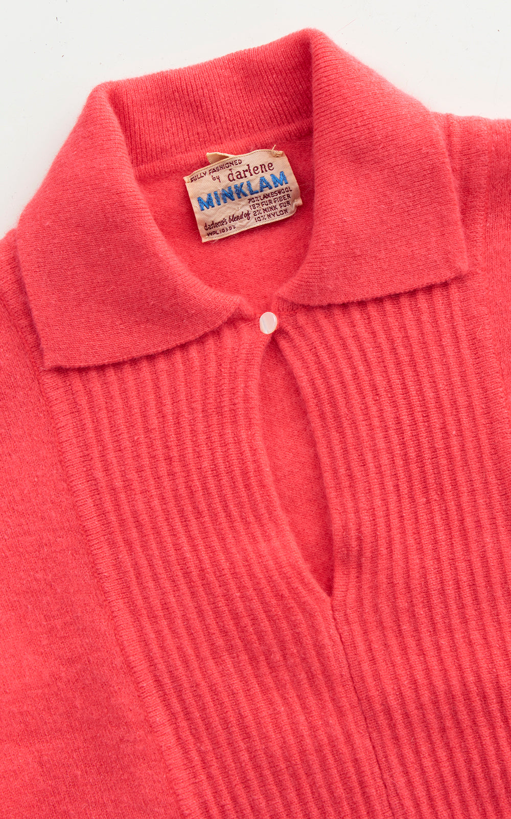 1950s DARLENE Hot Coral Knit Wool & Mink Sweater | x-small/small