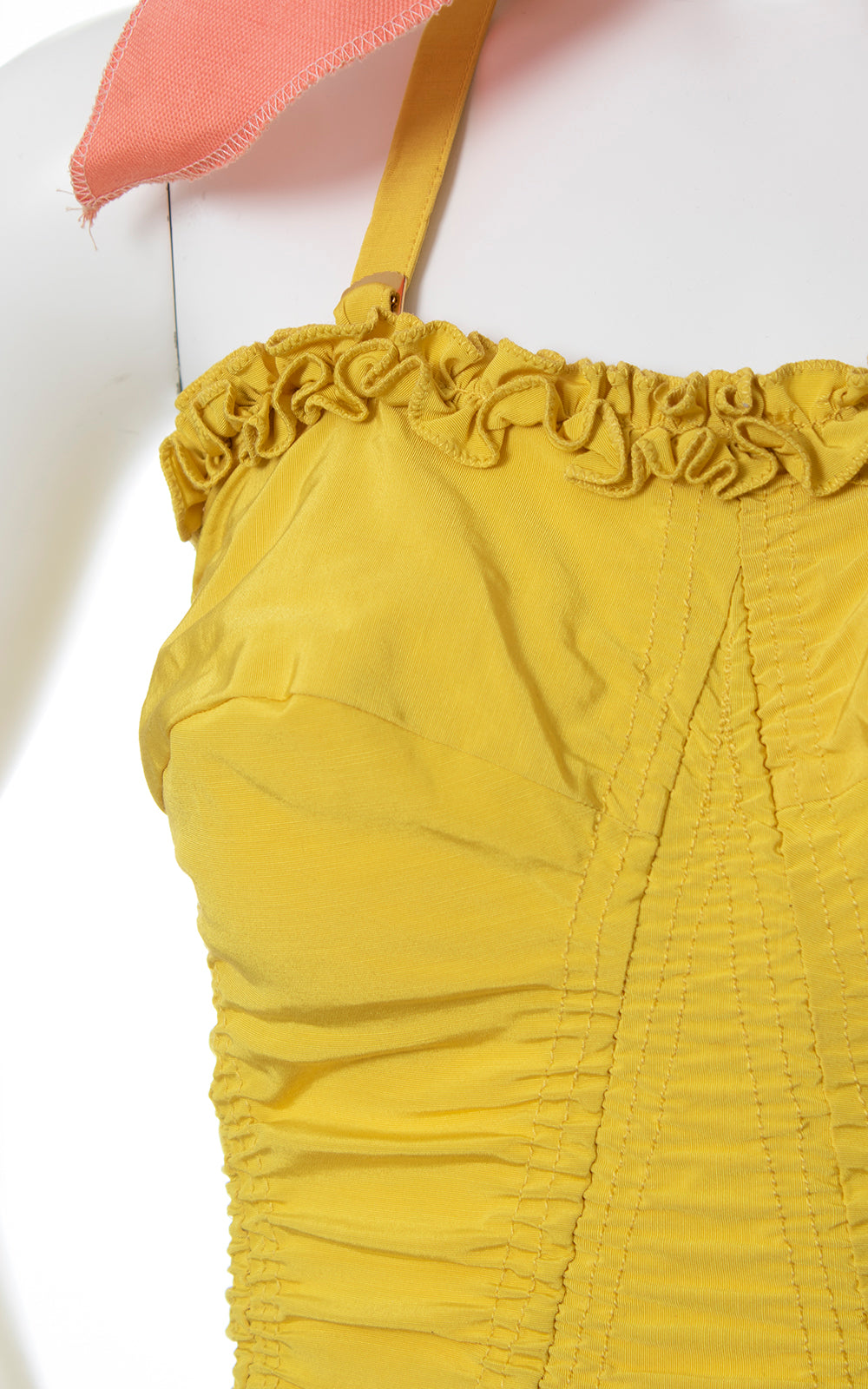 1950s CATALINA Yellow Ruffled Smocked Swimsuit | x-small/small