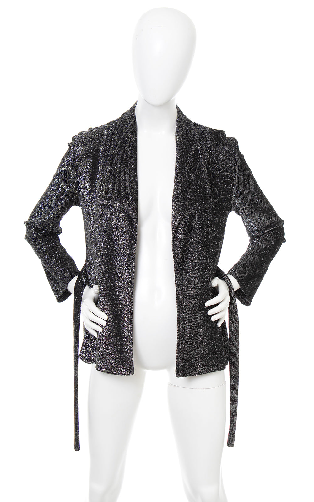 1970s Metallic Black Wrap Top | x-small/small