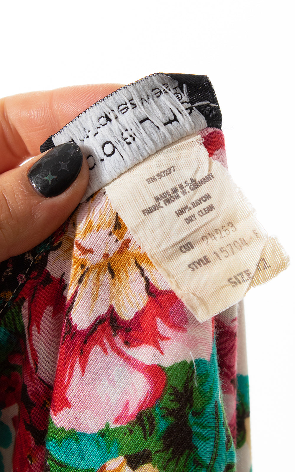 1980s Carole Little Floral Rayon Blouse BirthdayLifeVintage