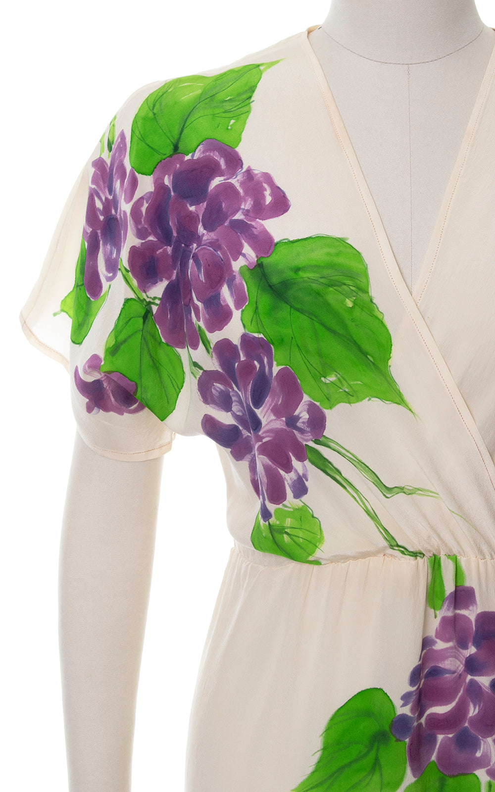 1980s Hand-Painted Floral Silk Dress | medium