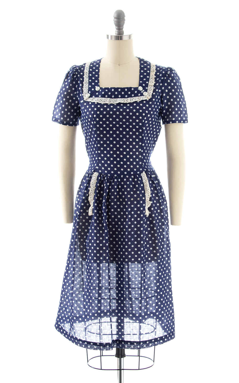 1930s Polka Dot Cotton Dress | small Birthday Life Vintage 1930s Polka Dot Cotton Dress | small Birthday Life Vintage