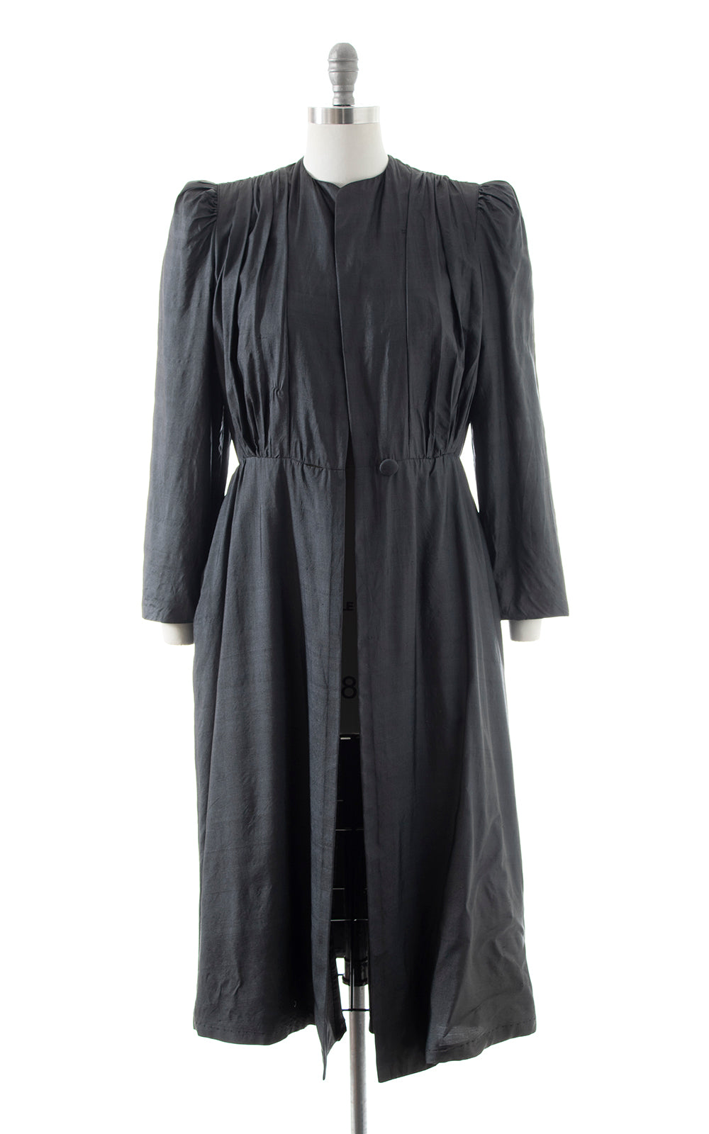 1980s ALBERT NIPON Black Silk Belted Coat | small