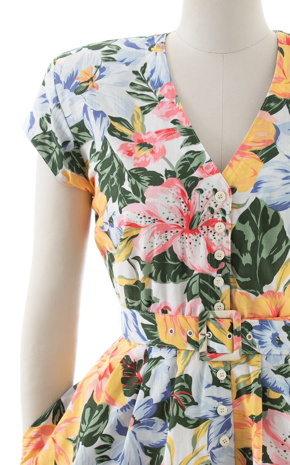 1980s CAROL ANDERSON Floral Shirt Dress with Pockets | small/medium