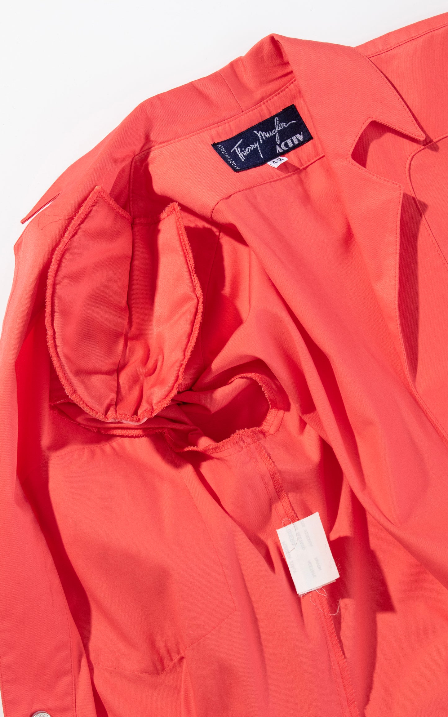 Vintage 80s 1980s THIERRY MUGLER Salmon Pink Cotton Wiggle Dress with Pockets BirthdayLifeVintage
