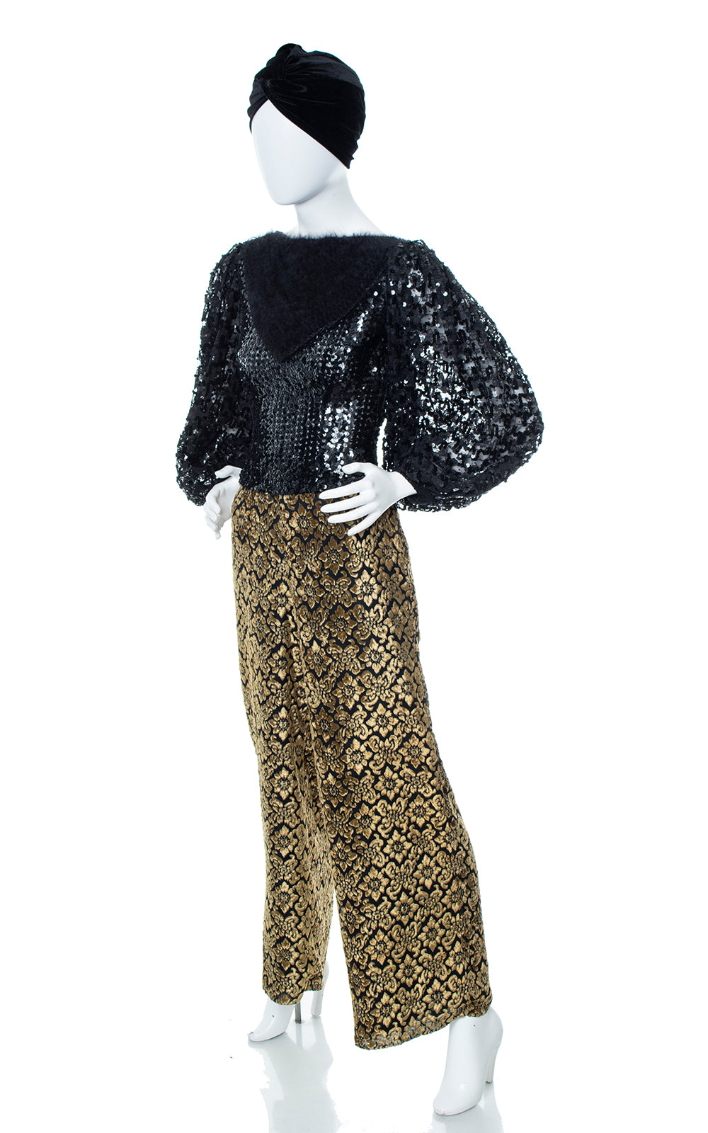 Vintage 1970s 70s 1980s 80s Black Sequin & Angora Balloon Sleeve Top Birthday Life Vintage