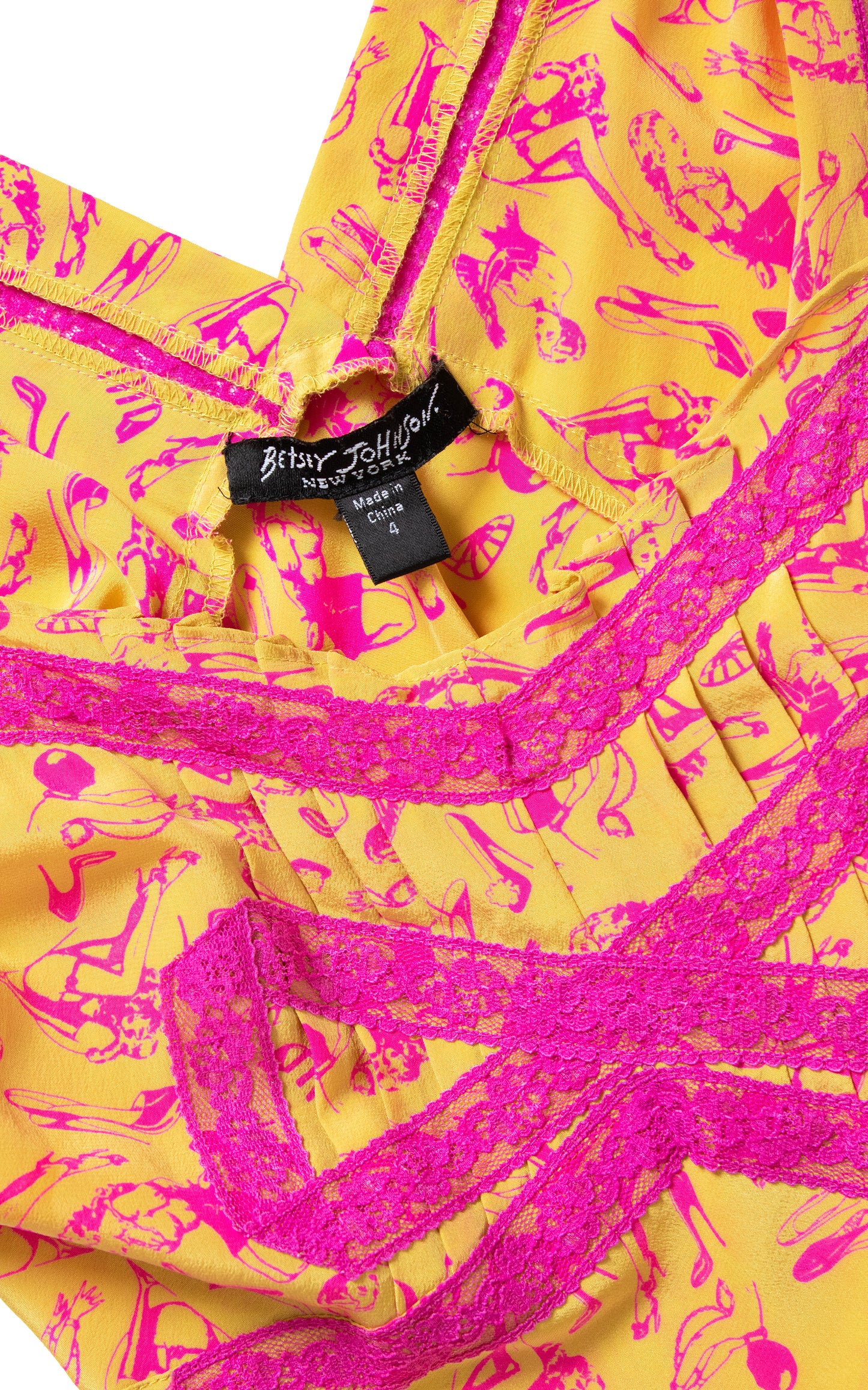 Vintage Y2K 2000s BETSEY JOHNSON Fetish Novelty Print Bias Cut Slip Dress BirthdayLifeVintage