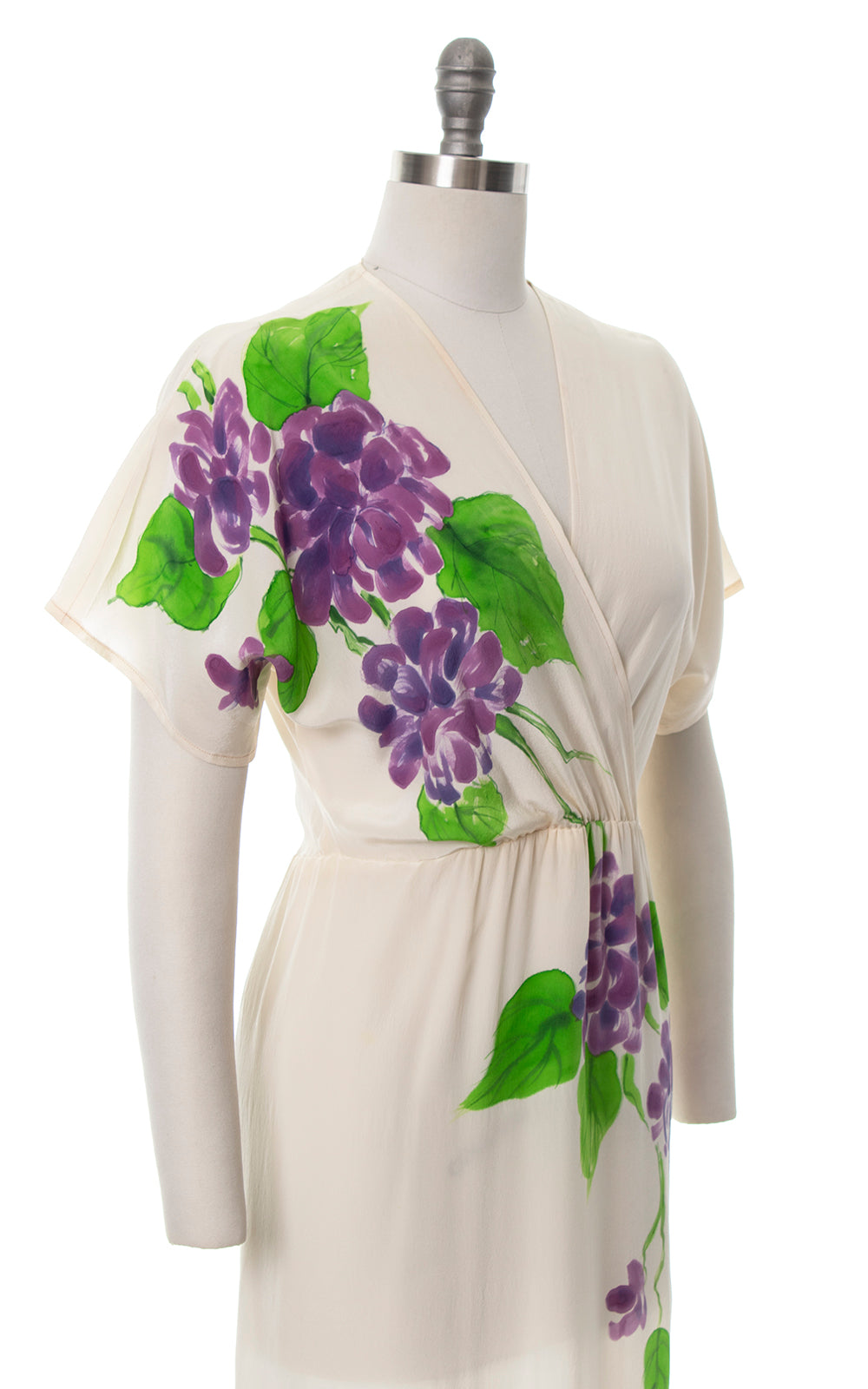 1980s Hand-Painted Floral Silk Dress | medium