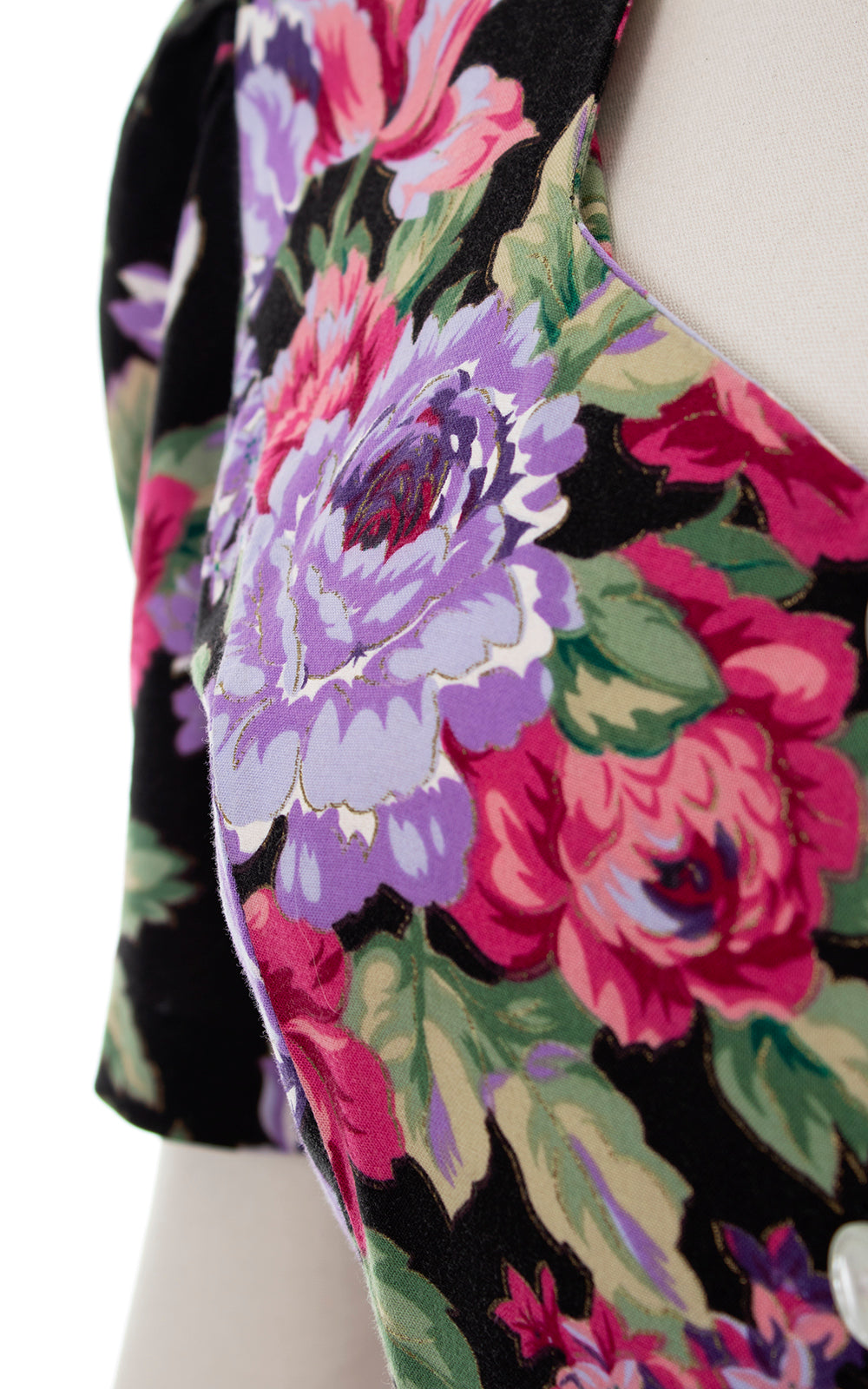1990s Metallic Floral Rayon Shirtwaist Dress | small/medium