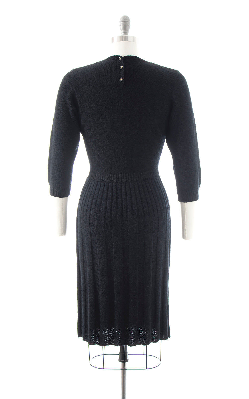 BLV x DEANNA || 1940s 1950s Black Knit Wool Sweater Dress | x-small/small