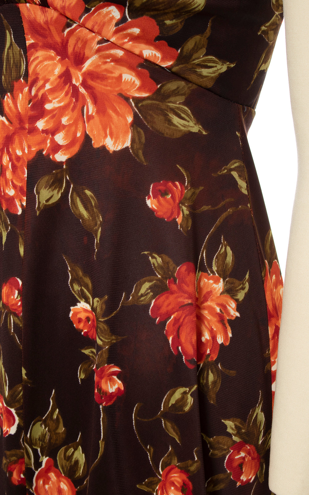 1970s Orange Roses Criss-Cross Halter Sundress | x-small