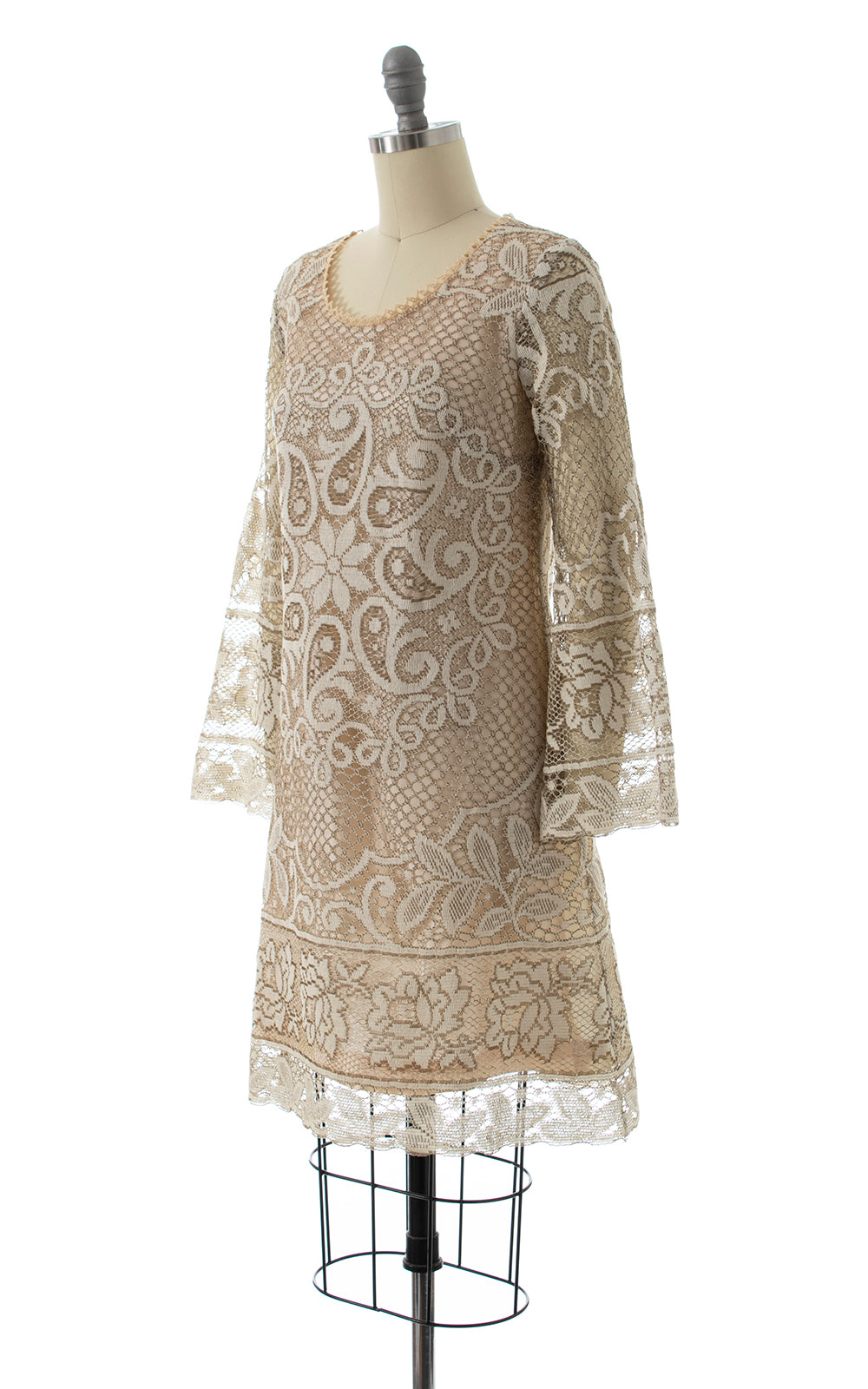 1960s Lace Bell Sleeve Mini Dress | x-small/small