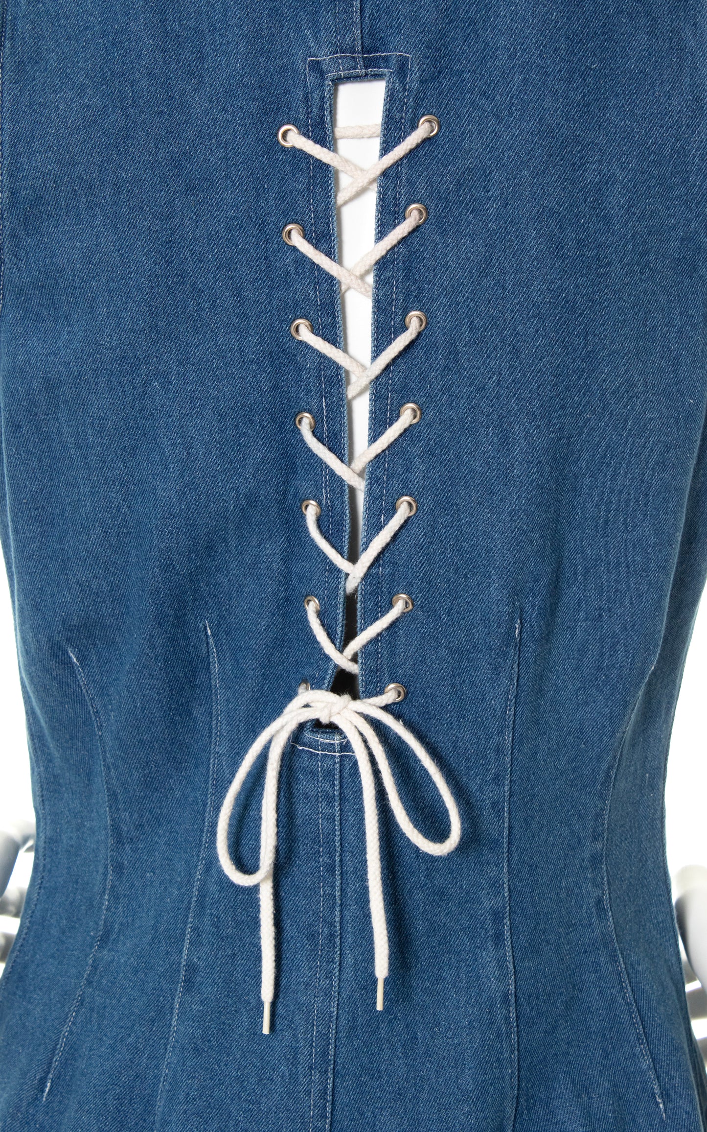 1990s Lace-Up Denim Romper | small