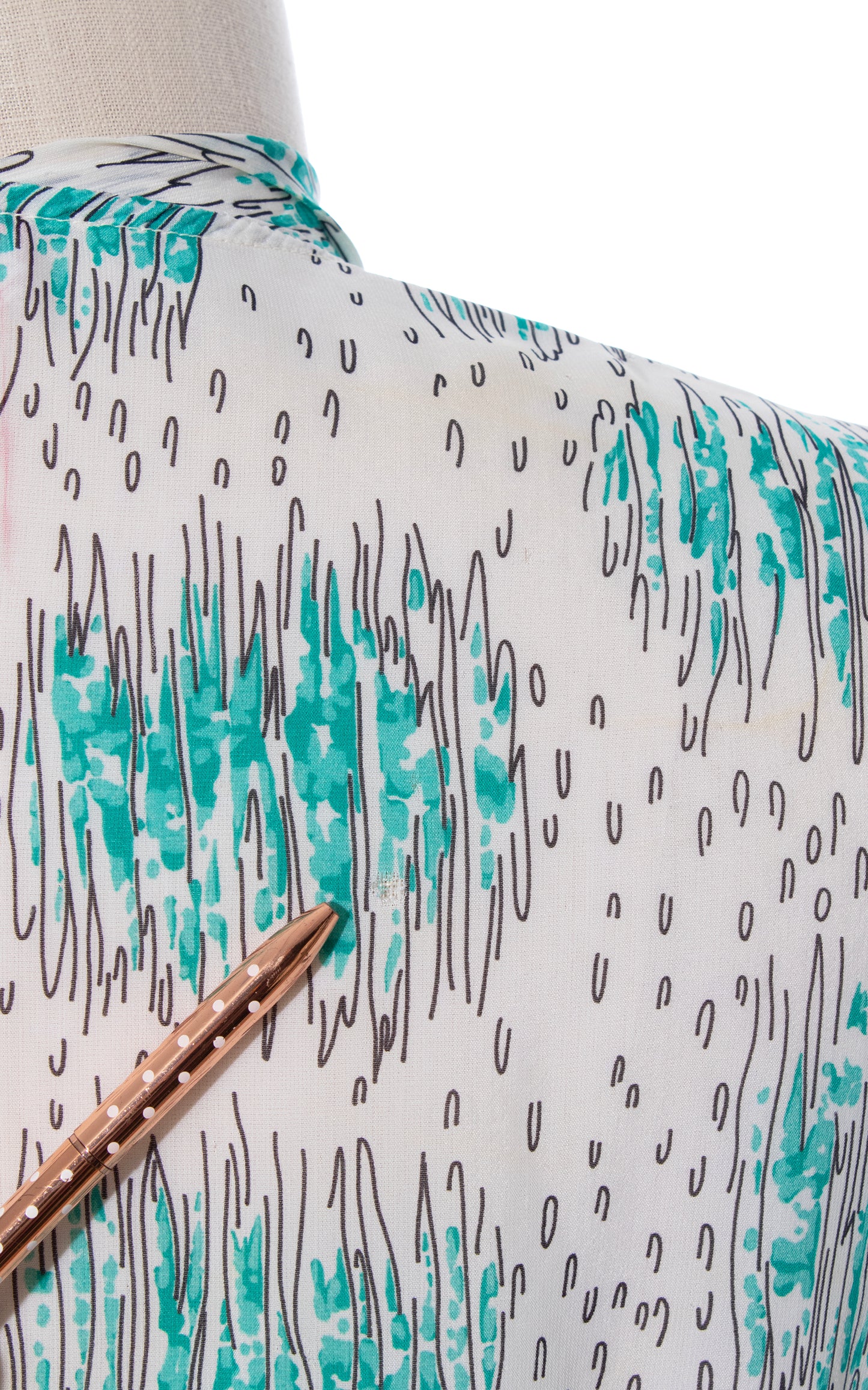 Vintage 1950s 1940s 1950s Abstract Printed Sheer Rayon Blouse BirthdayLifeVintage