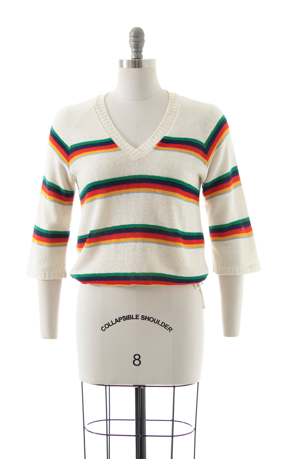 1970s Rainbow Striped Drawstring Sweater | small/medium