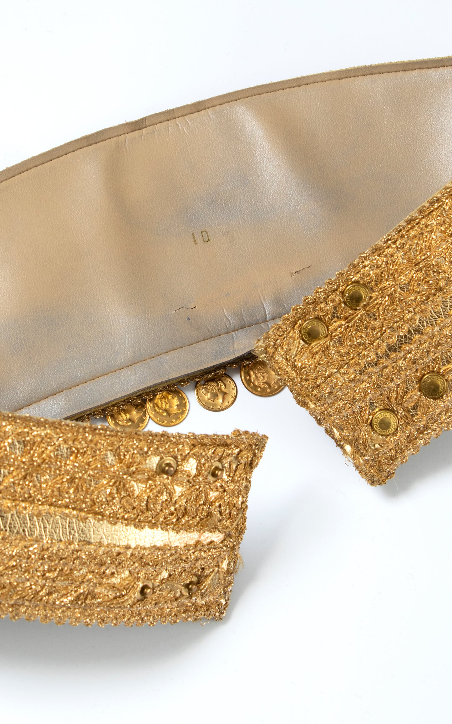 Vintage 60s 70s 1960s 1970s Gold Cinch Belt with Coin Charms Birthday Life Vintage