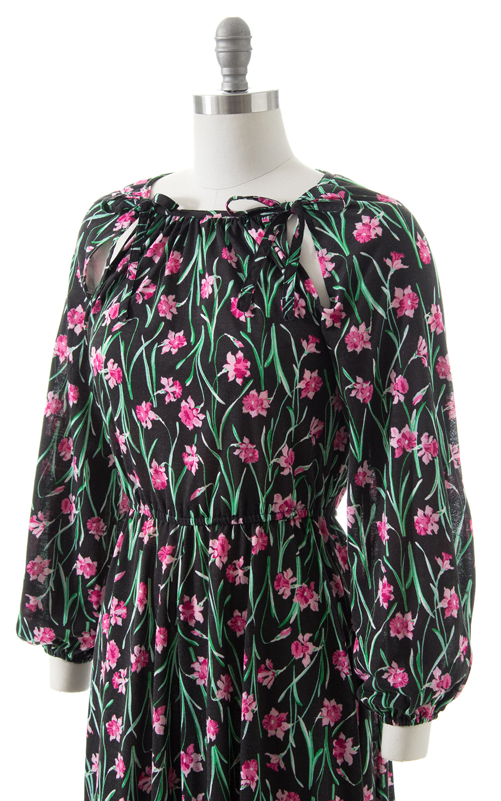 1970s Floral Jersey Dress